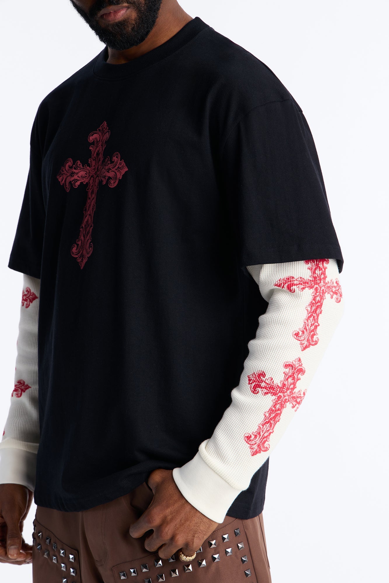 Twofer Through The Looking Glass Long Sleeve Tee - Black