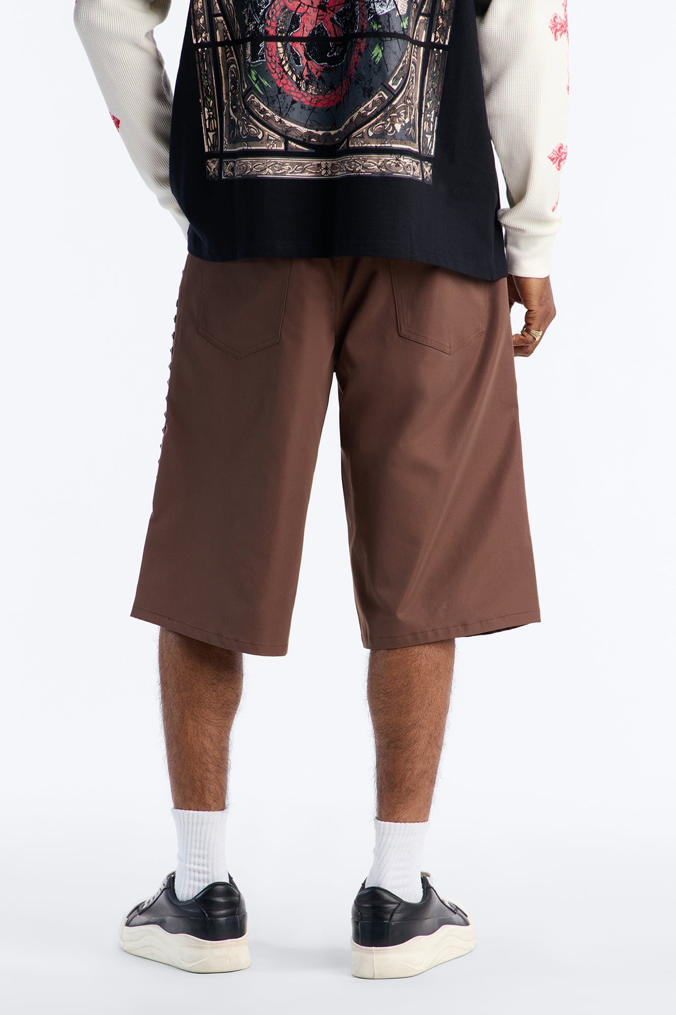 Baggy Silver Springs Studded Short - Brown