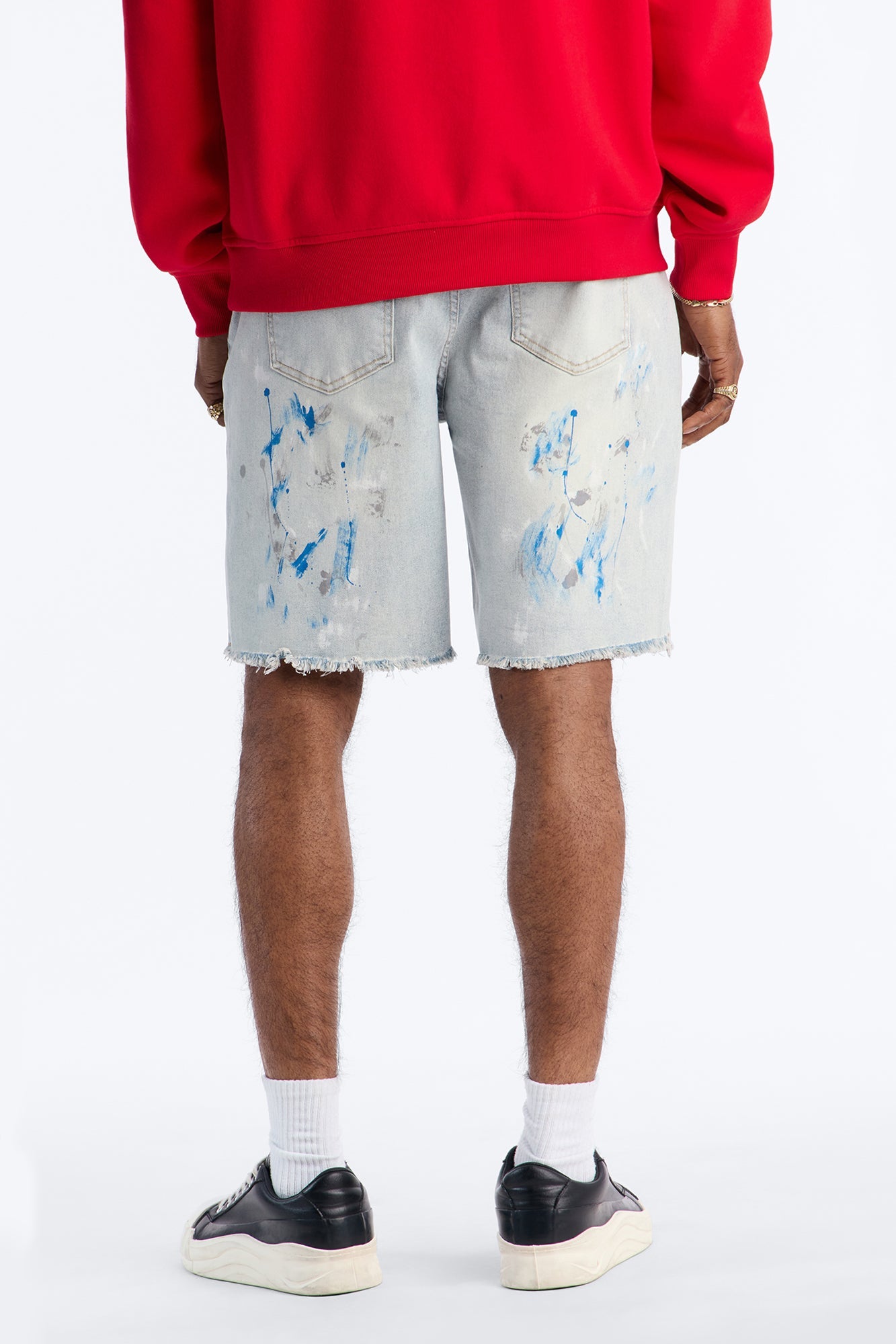 Slim Distressed Painter Denim Short - Light Wash