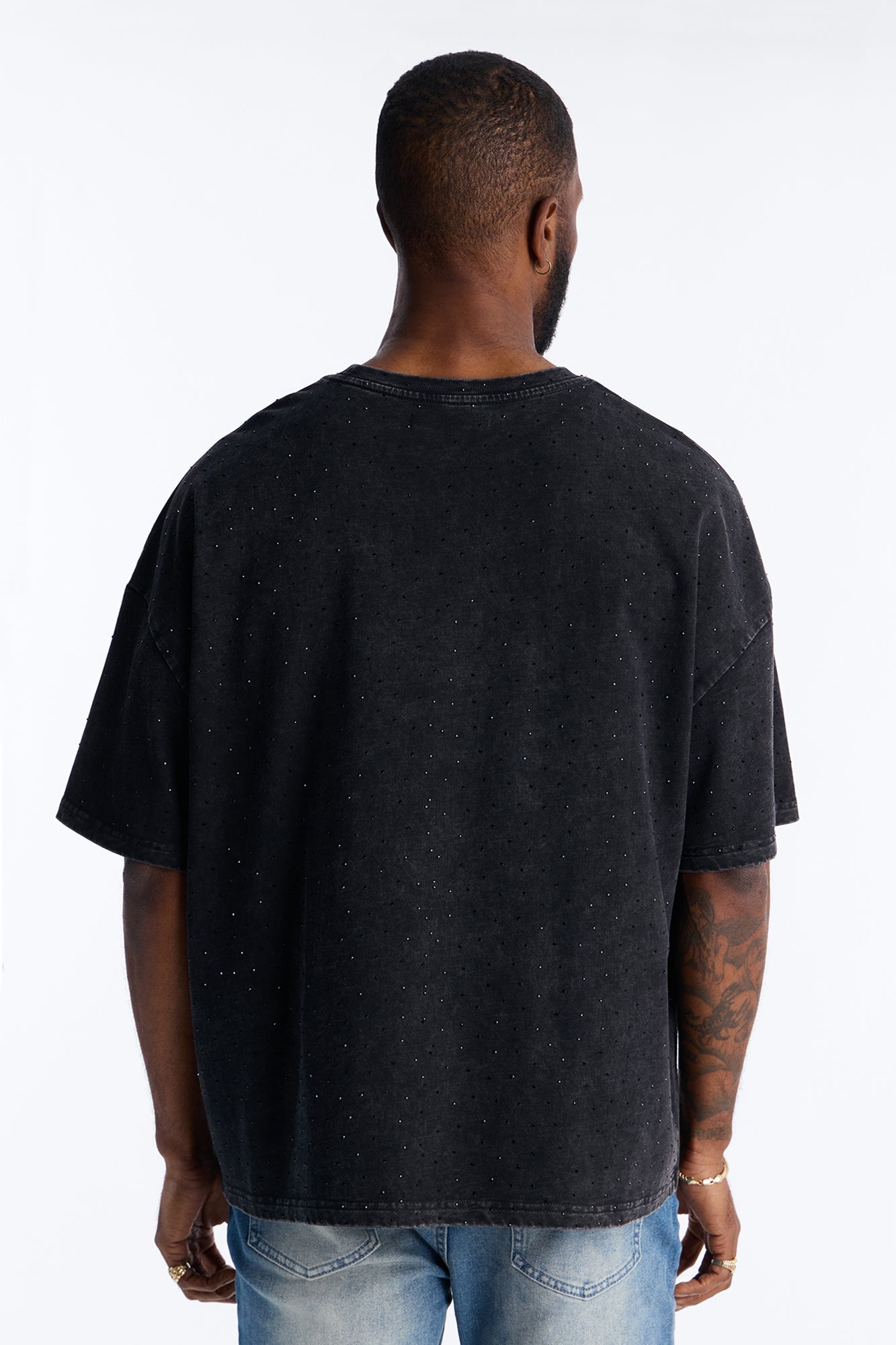 Saints Rhinestone Premium Short Sleeve Tee - Black