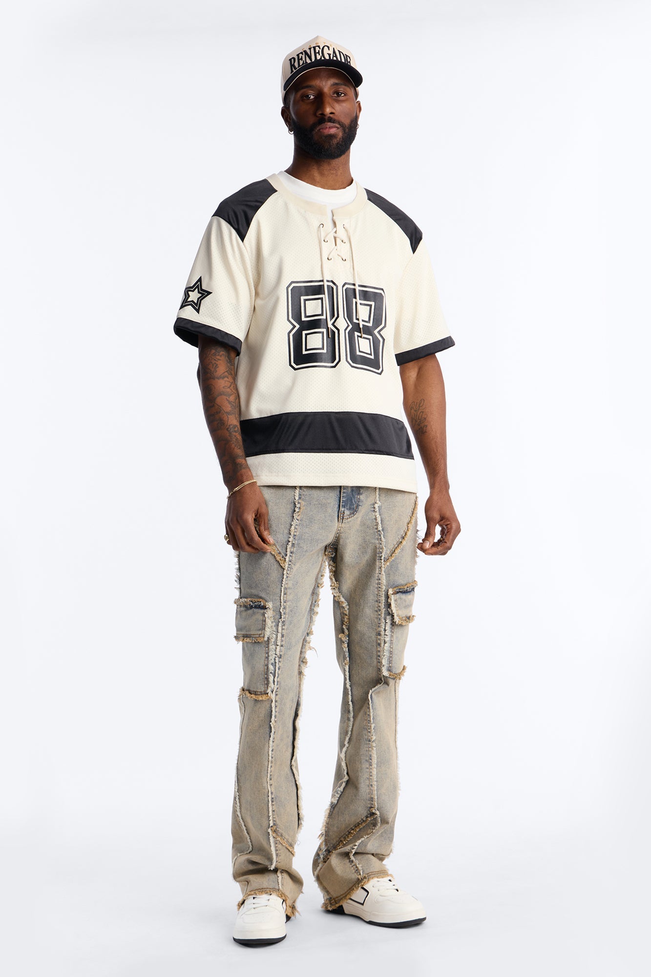Relaxed Good Times Retro Varsity Jersey - Cream