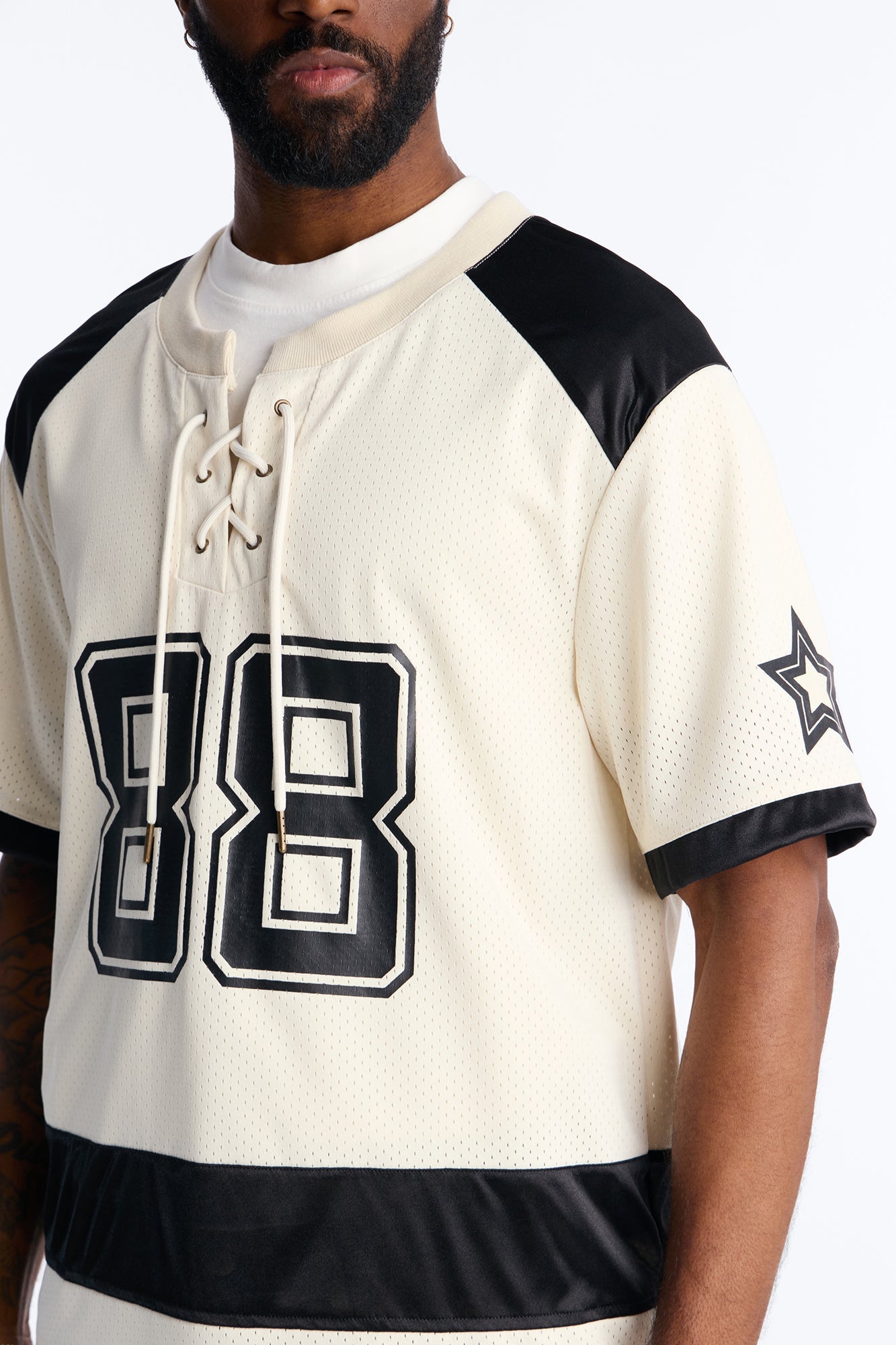 Relaxed Good Times Retro Varsity Jersey - Cream