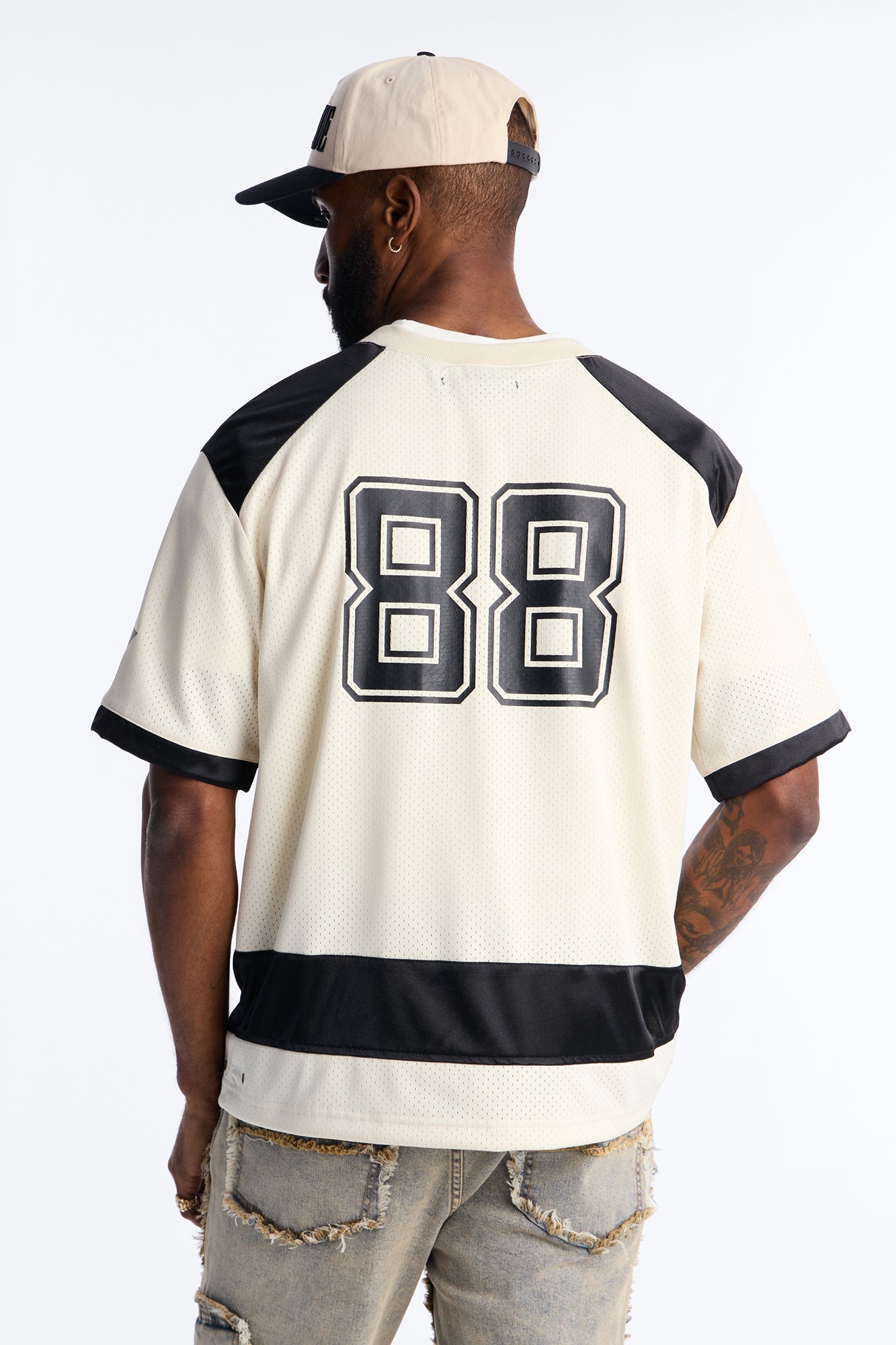 Relaxed Good Times Retro Varsity Jersey - Cream
