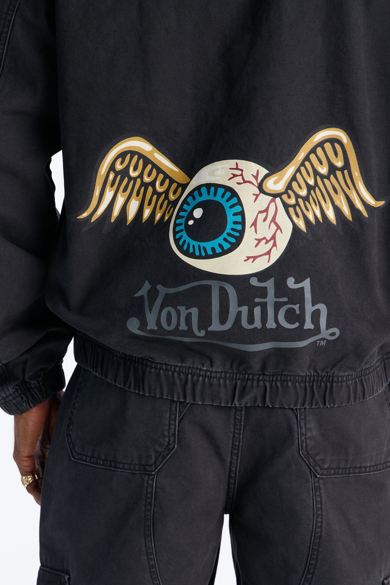 Von Dutch Eyeball Denim Zip Up Hoodie - Black Wash