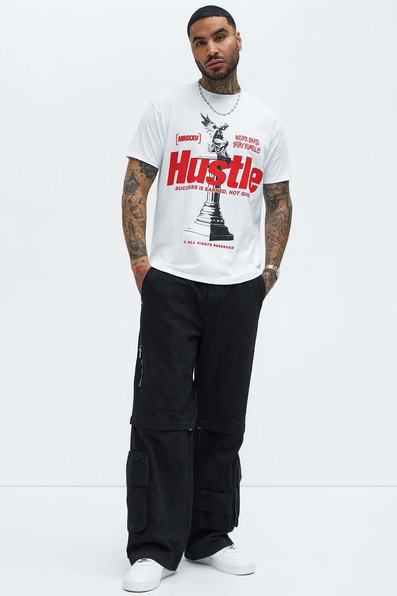 Hustle Statue Short Sleeve Tee - White