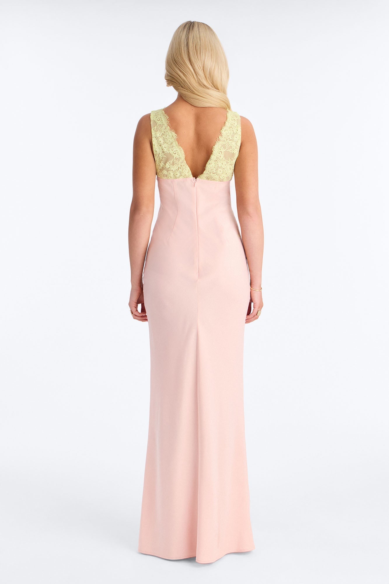 Sweet Satin Lace Trim Maxi Dress - Pink/combo NEWFASHIONEDGE