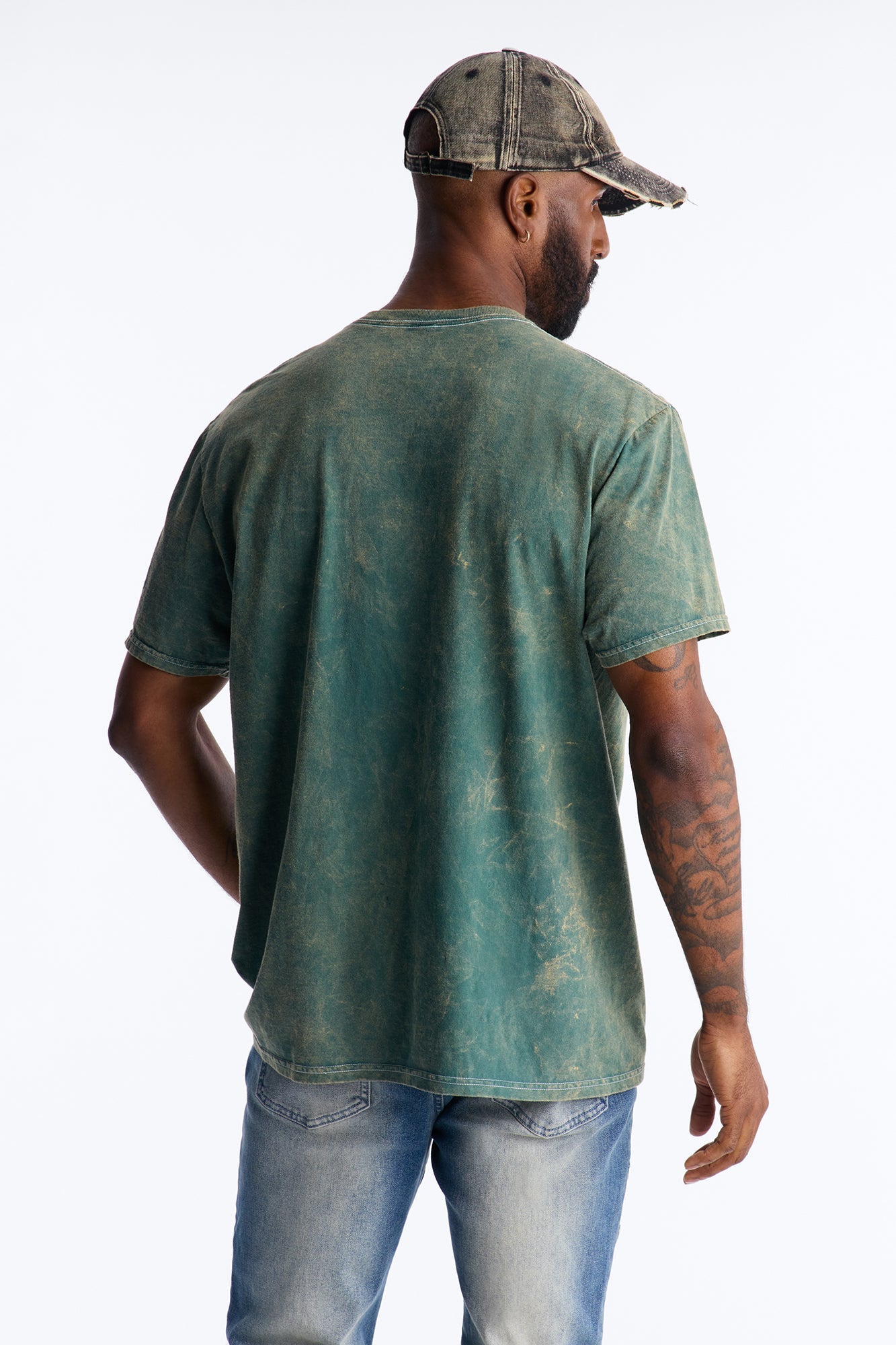Amen Praise The Lord Rosary Studded Detail Graphic Short Sleeve Tee - Hunter Green