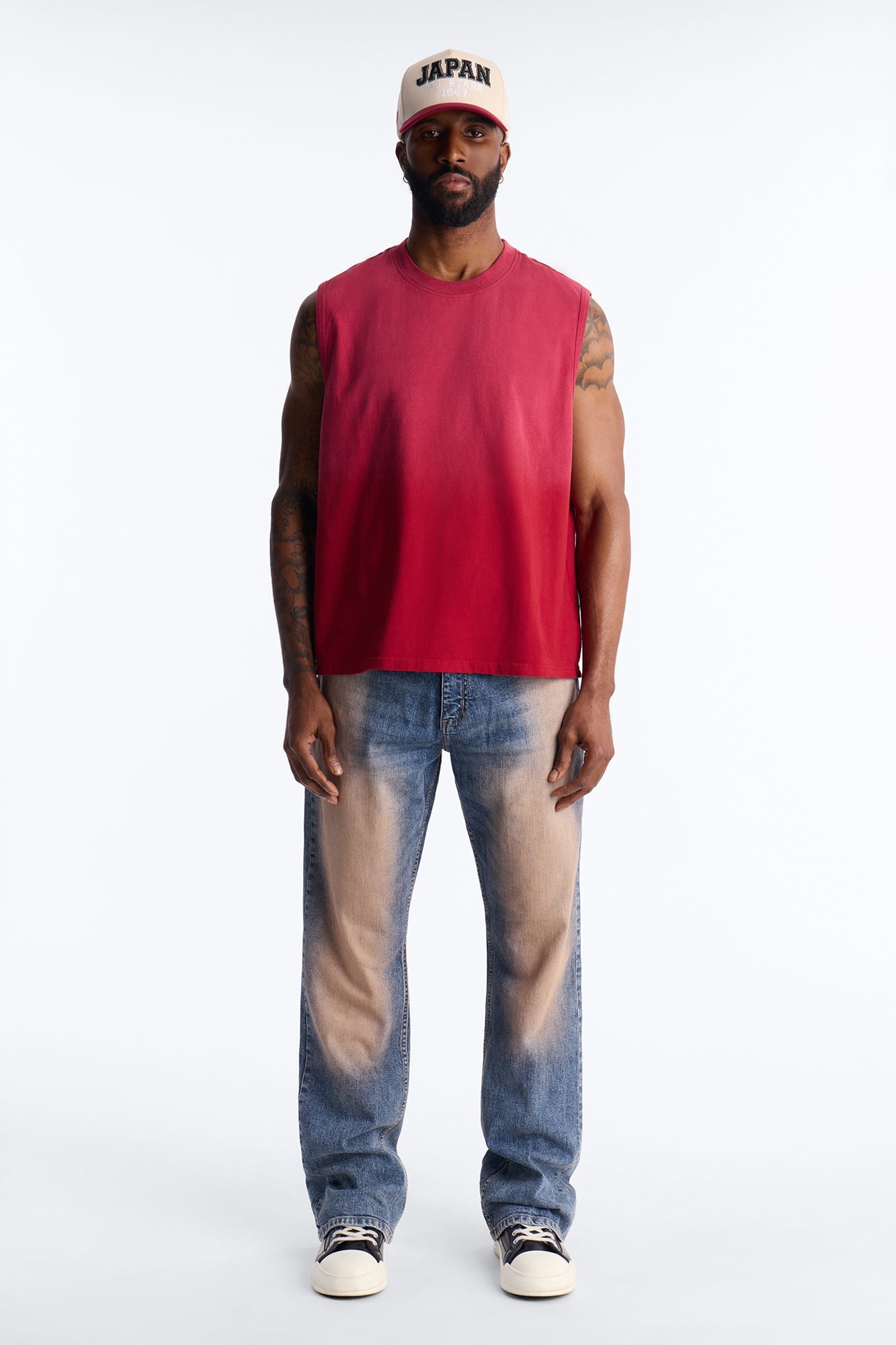 Washed Muscle Tee - Burgundy
