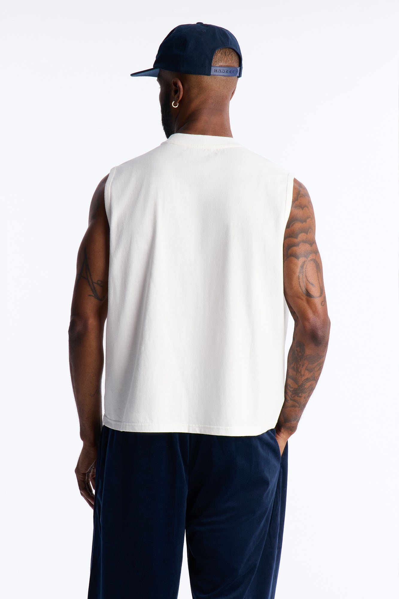 Cropped Muscle Tee - White