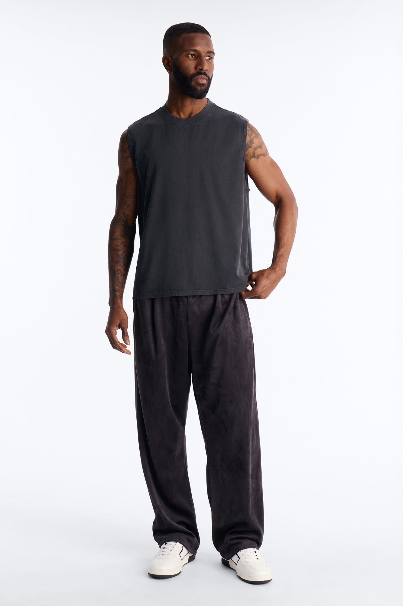 Cropped Muscle Tee - Black Wash