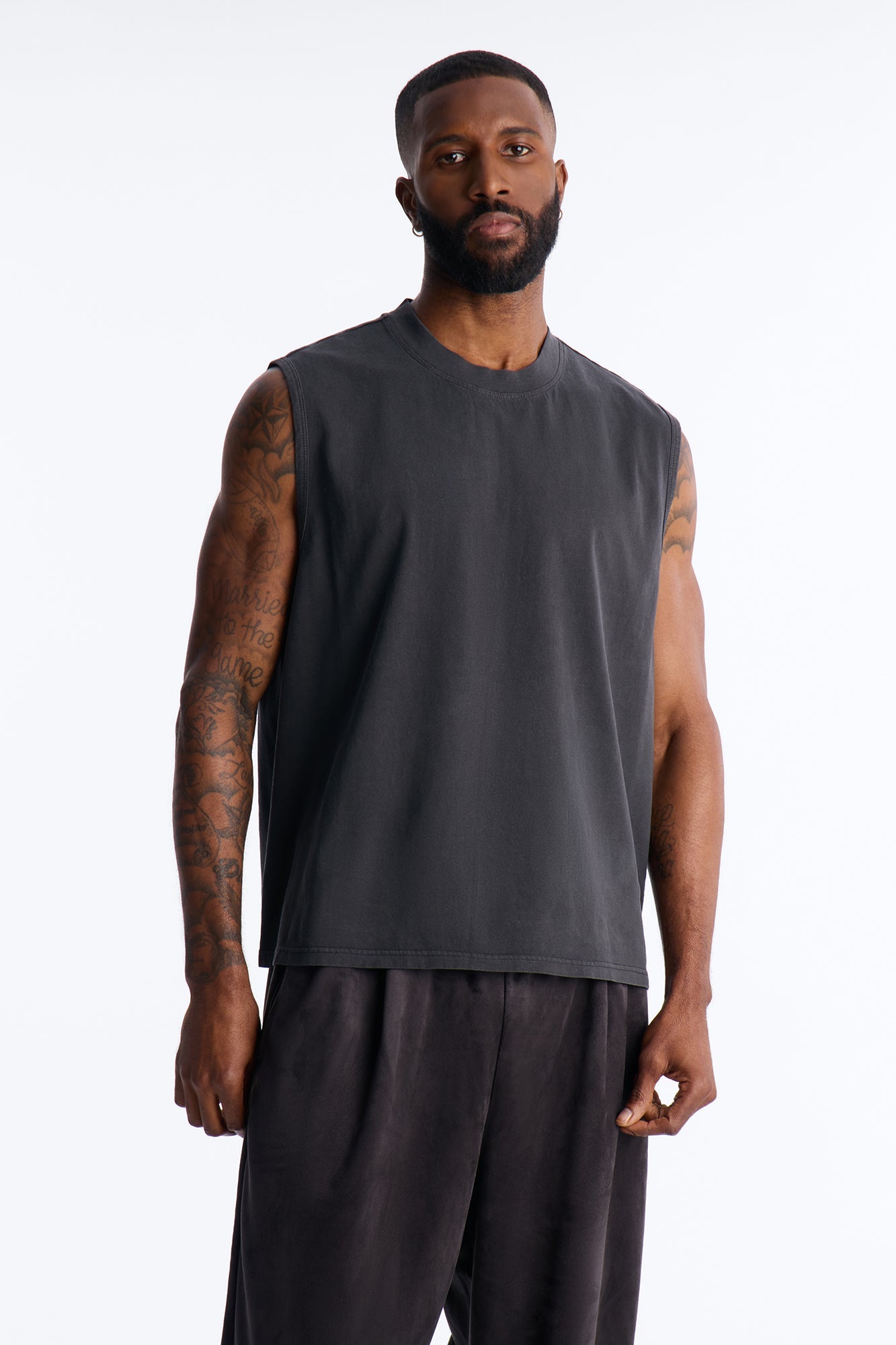 Cropped Muscle Tee - Black Wash