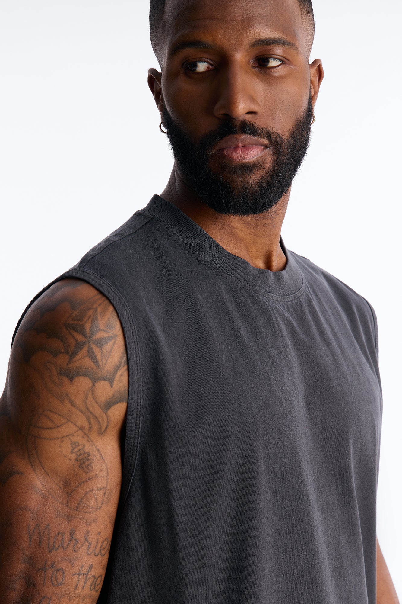 Cropped Muscle Tee - Black Wash