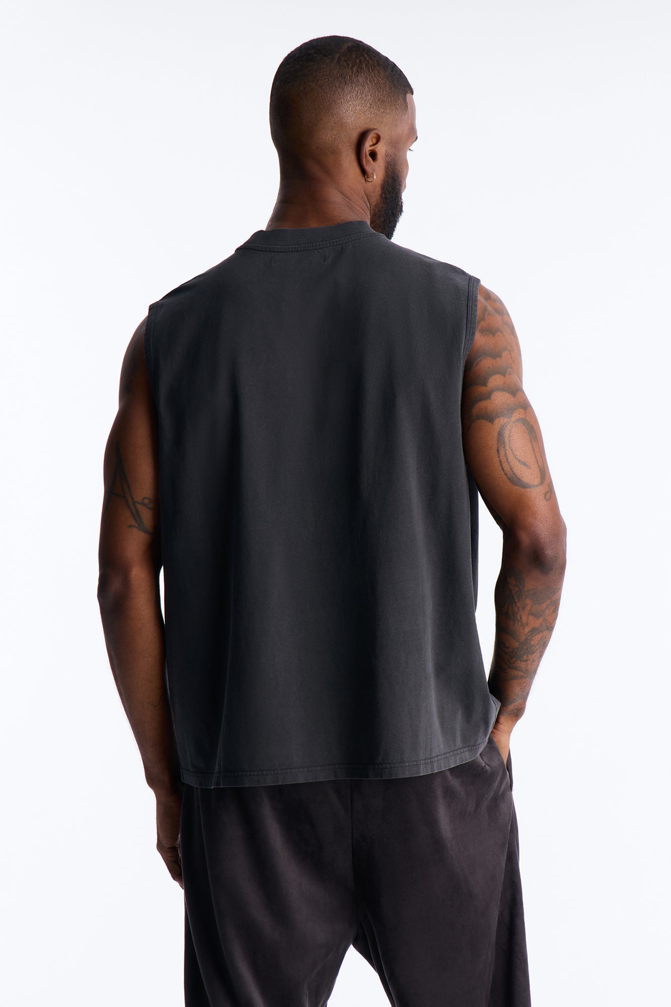 Cropped Muscle Tee - Black Wash