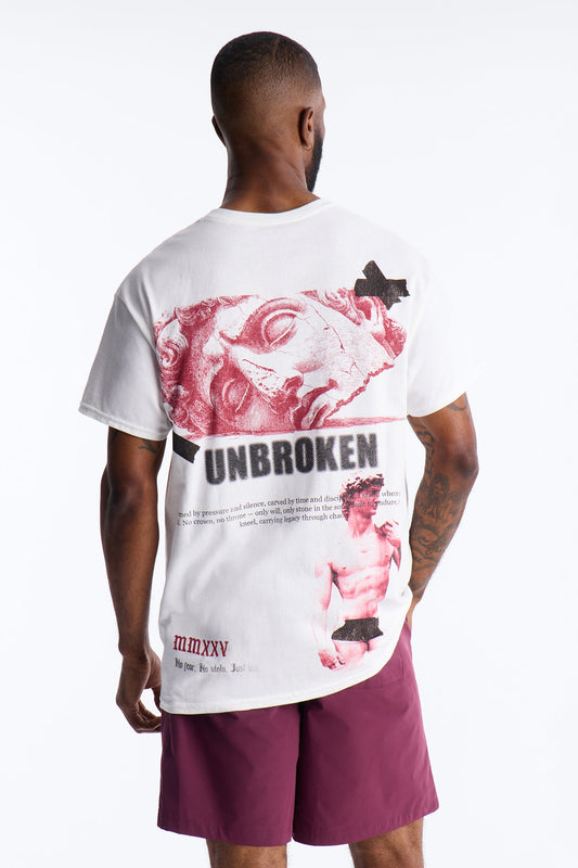 Unbroken And Focused Oversized Short Sleeve Tee - White