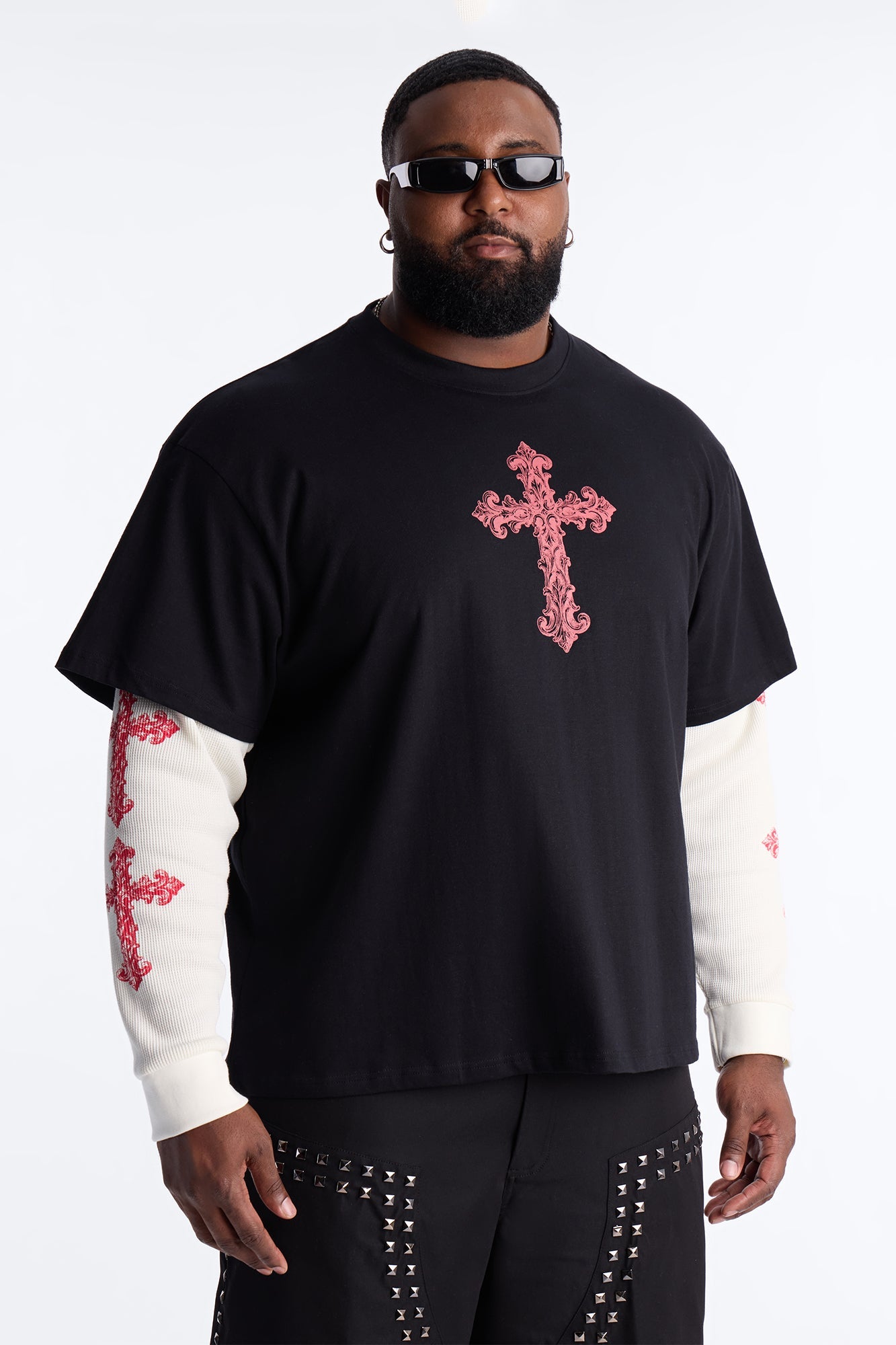 Twofer Through The Looking Glass Long Sleeve Tee - Black