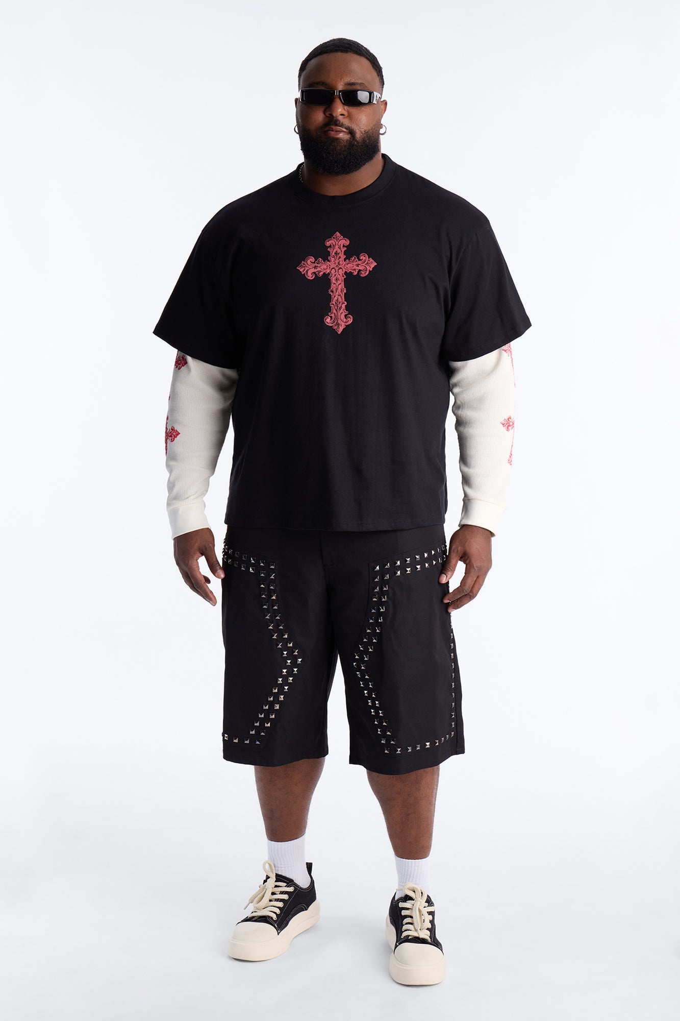 Baggy Silver Springs Studded Short - Black