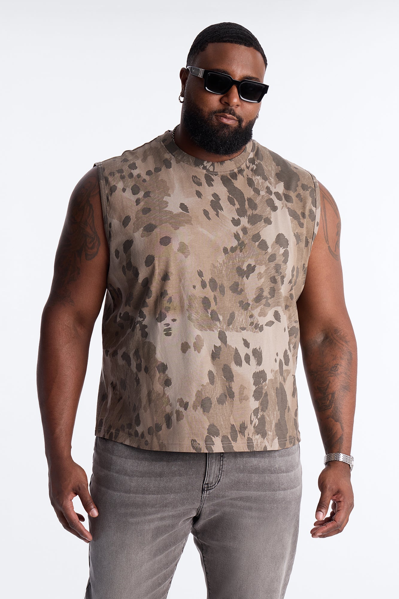 Cropped Muscle Tee - Grey