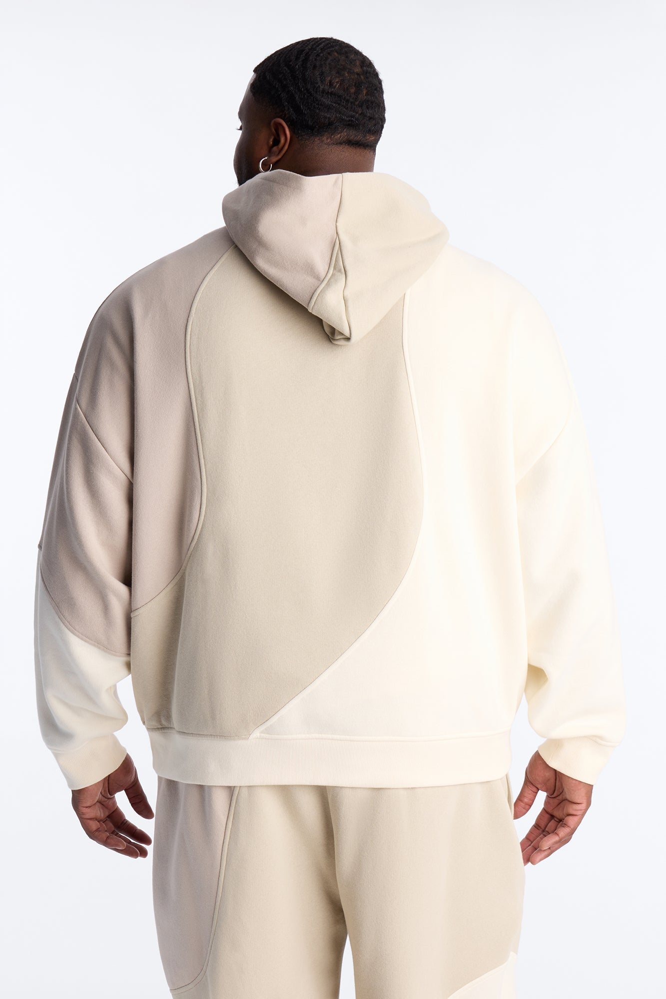 Oversized Neapolitan Paneled Hoodie - Taupe