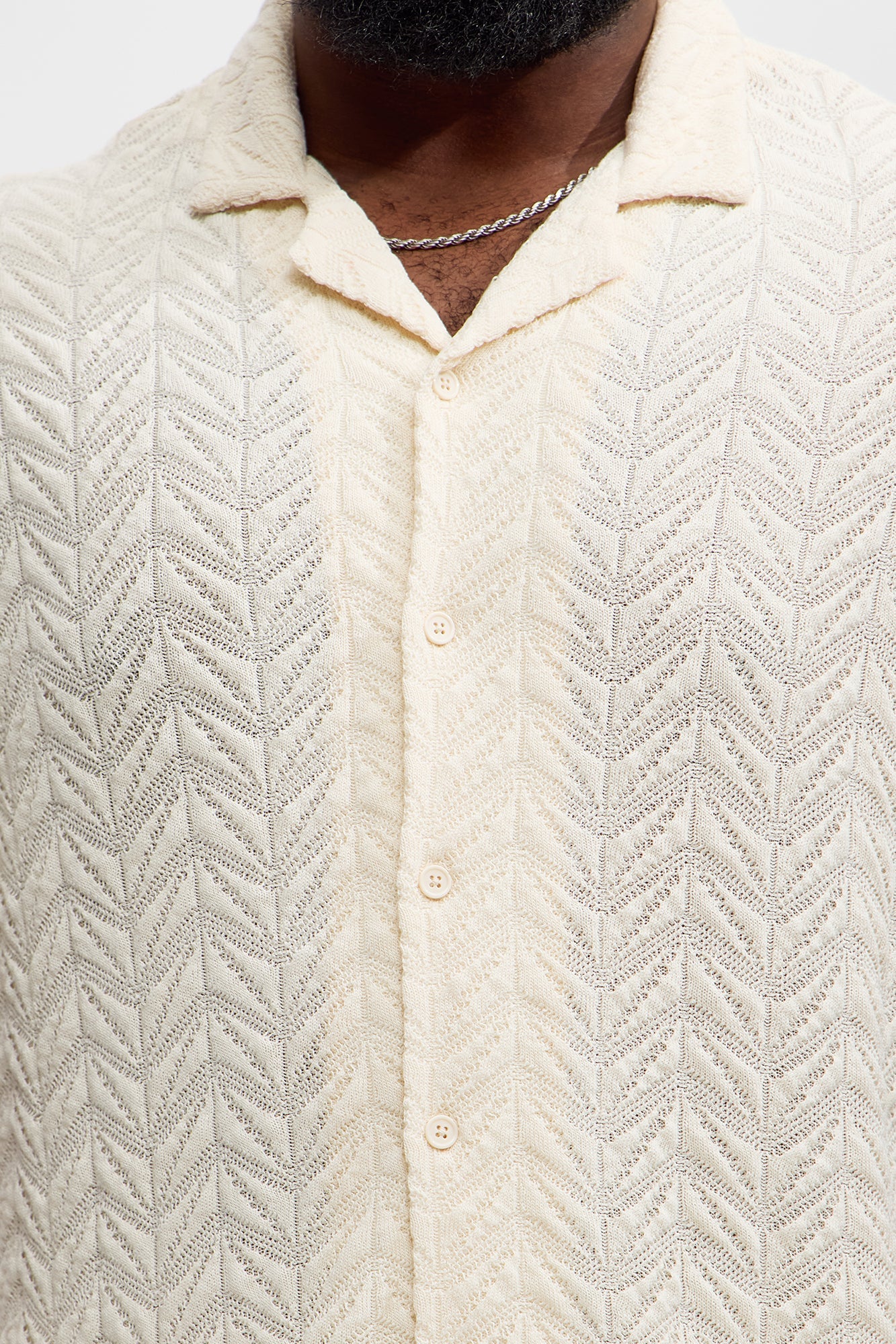 Bellvista Crochet Knitted Cuban Shirt - Cream