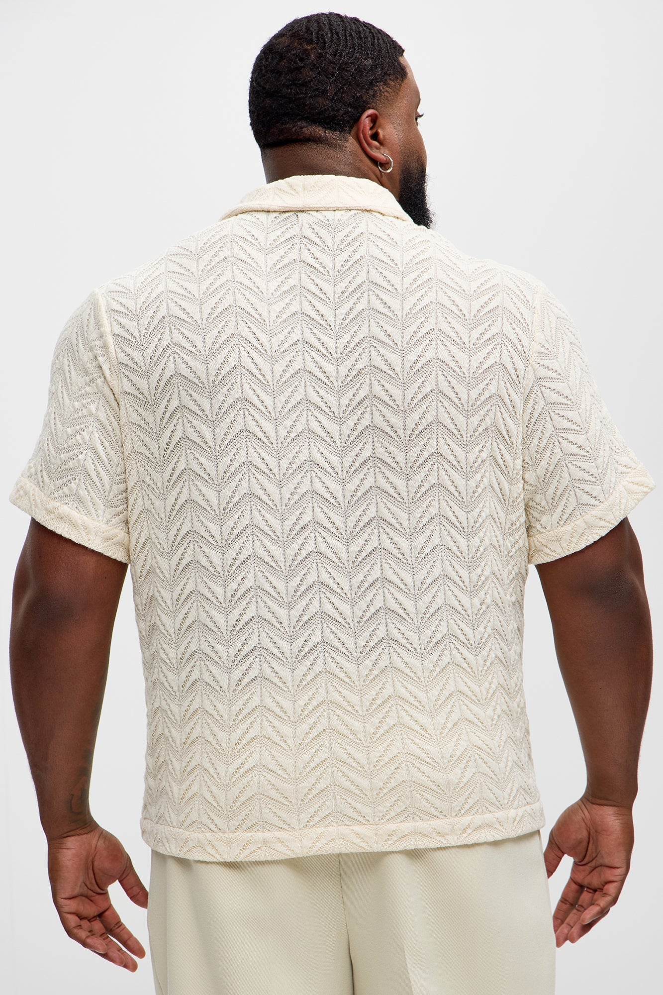 Bellvista Crochet Knitted Cuban Shirt - Cream