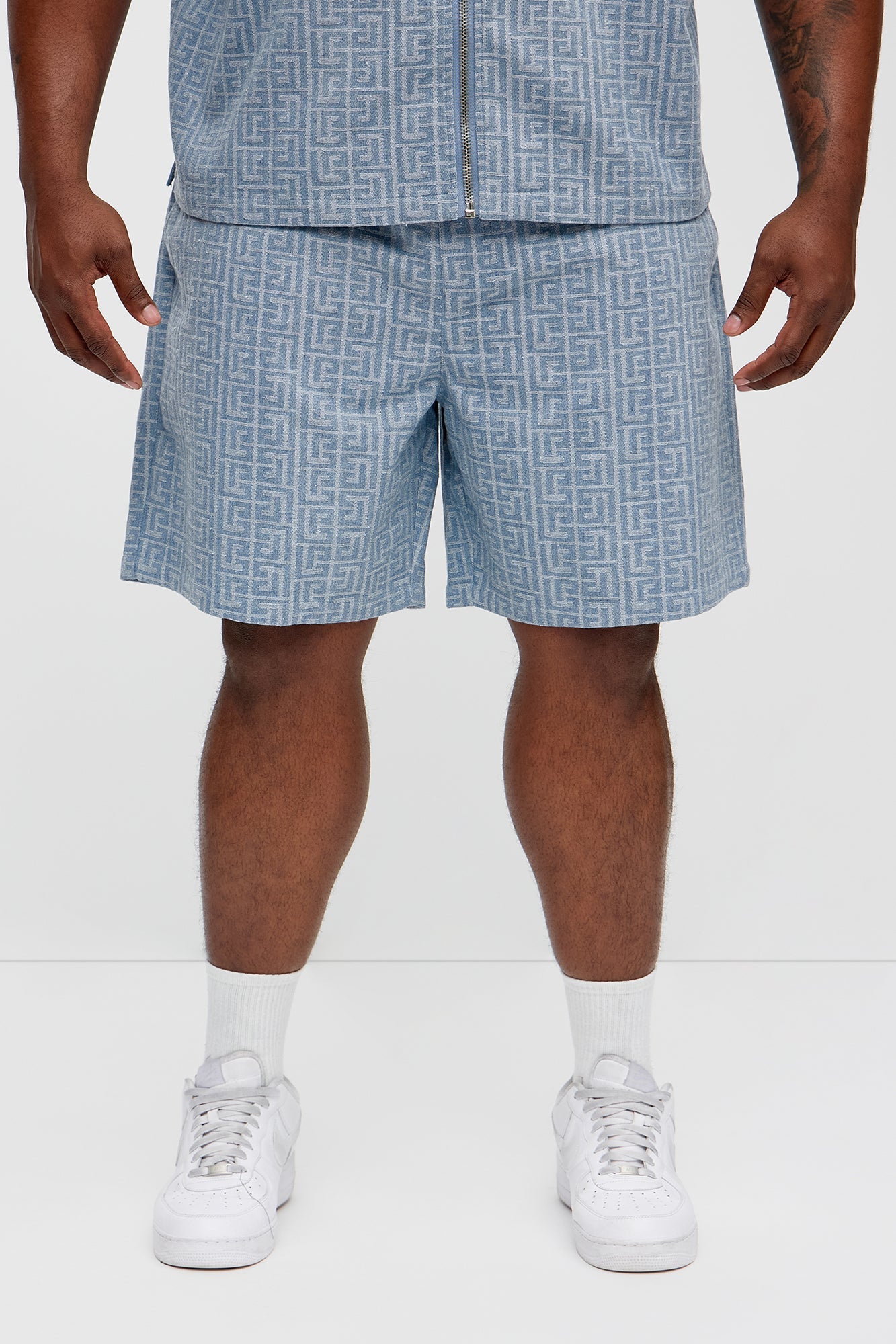 Fallon Jacquard Relaxed Shorts - Blue