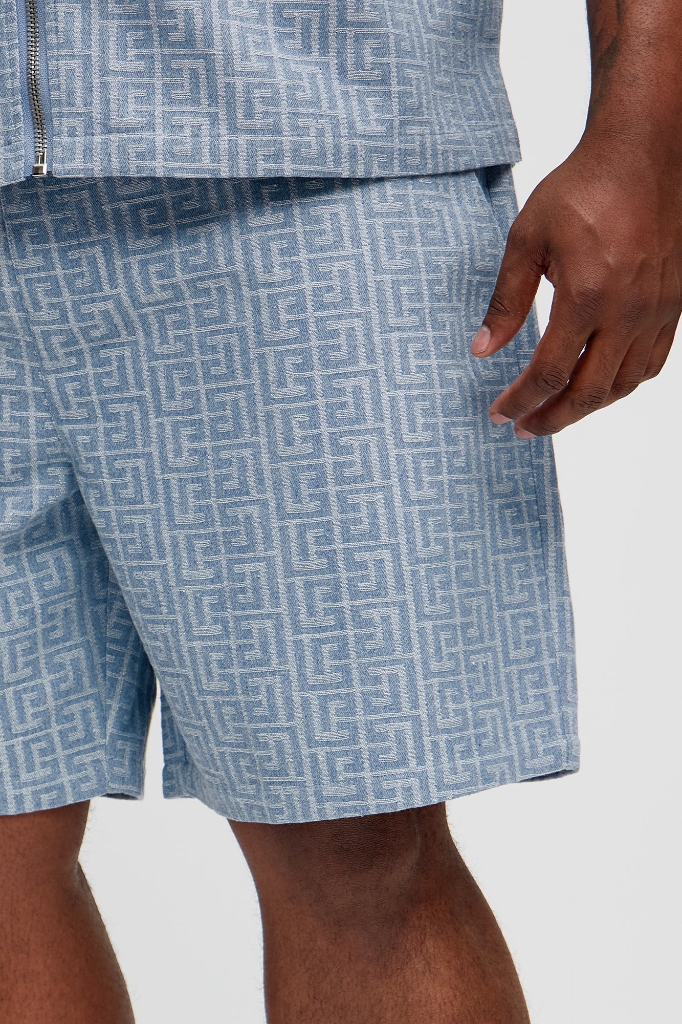 Fallon Jacquard Relaxed Shorts - Blue
