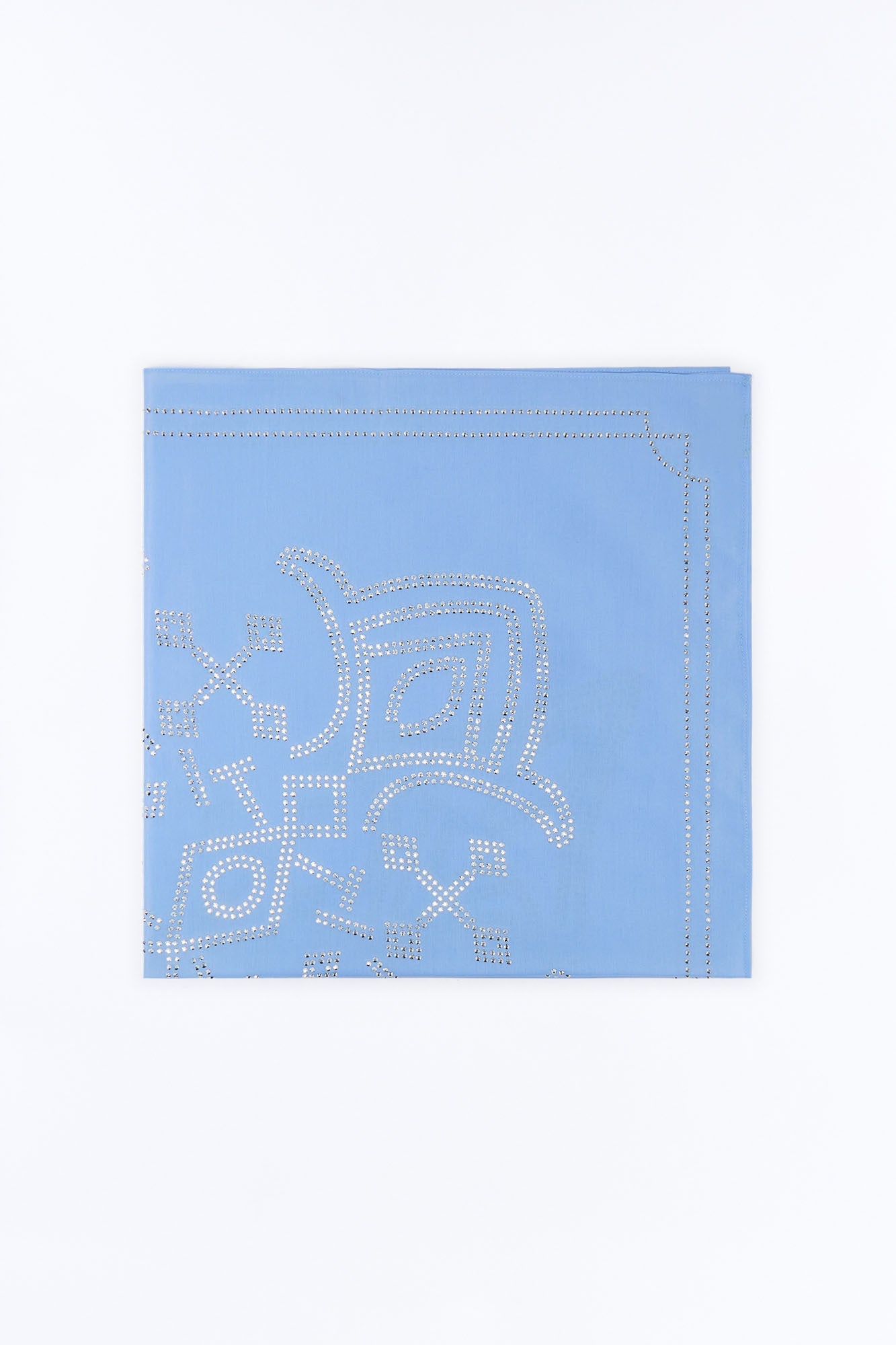 Rhinestone Cross Graphic Large Bandana - Light Blue