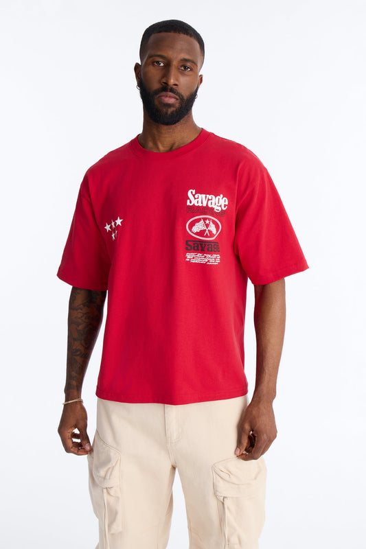 Savage Racing Insticts Boxy Short Sleeve Tee - Red