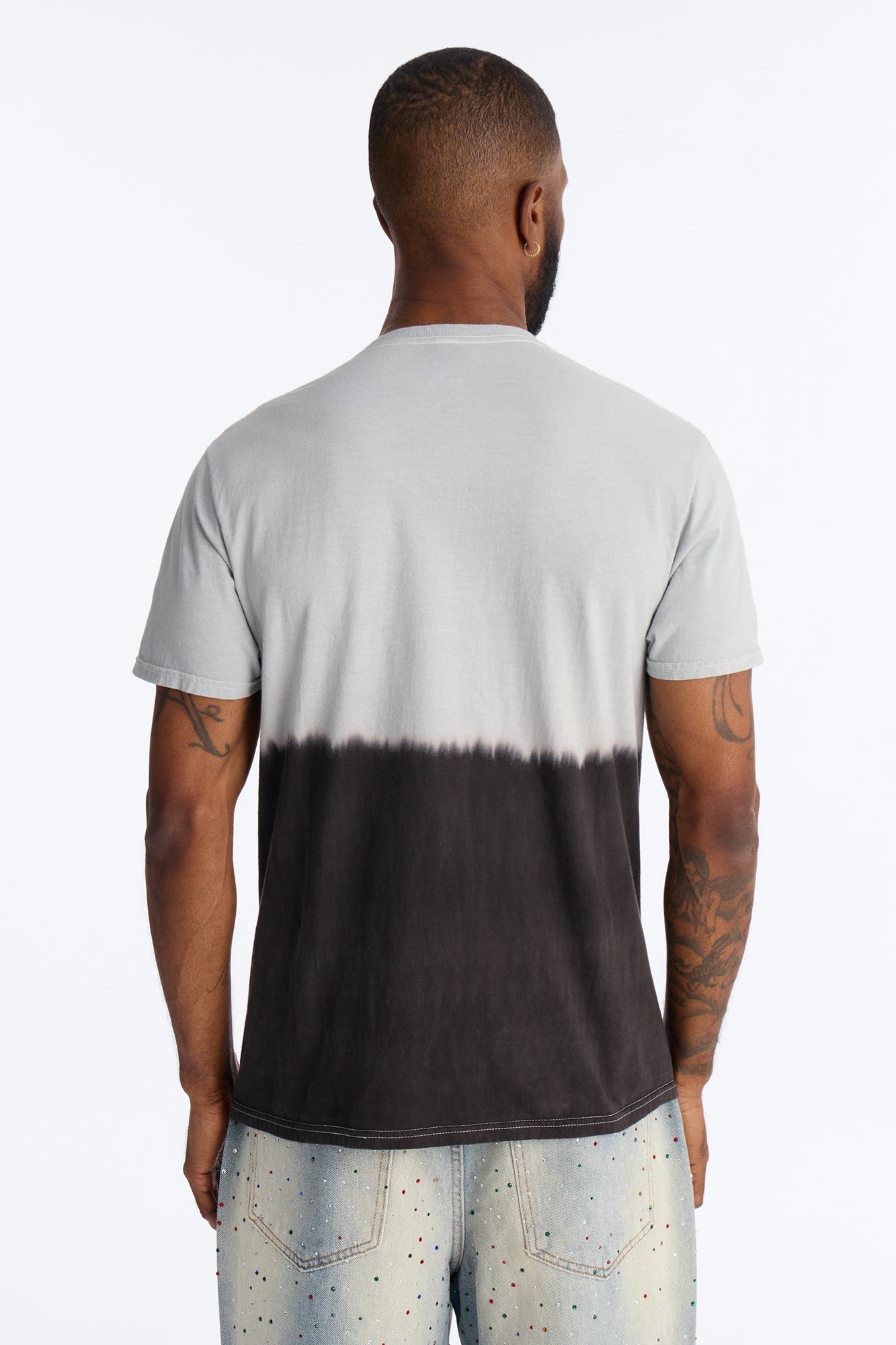 God's Plan Dip-Dye Graphic Short Sleeve Tee - Grey/Black