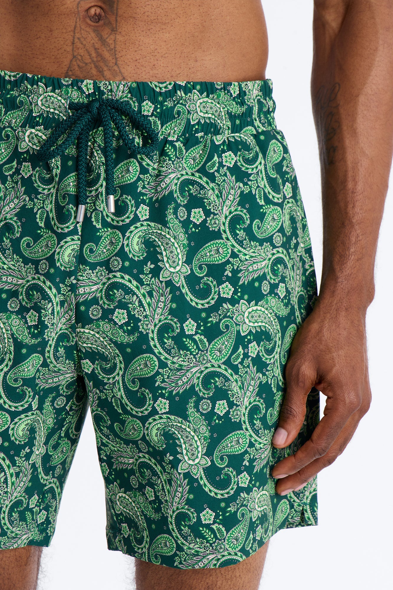 Paisley Elevated Printed Swim Trunk 7″ - Green