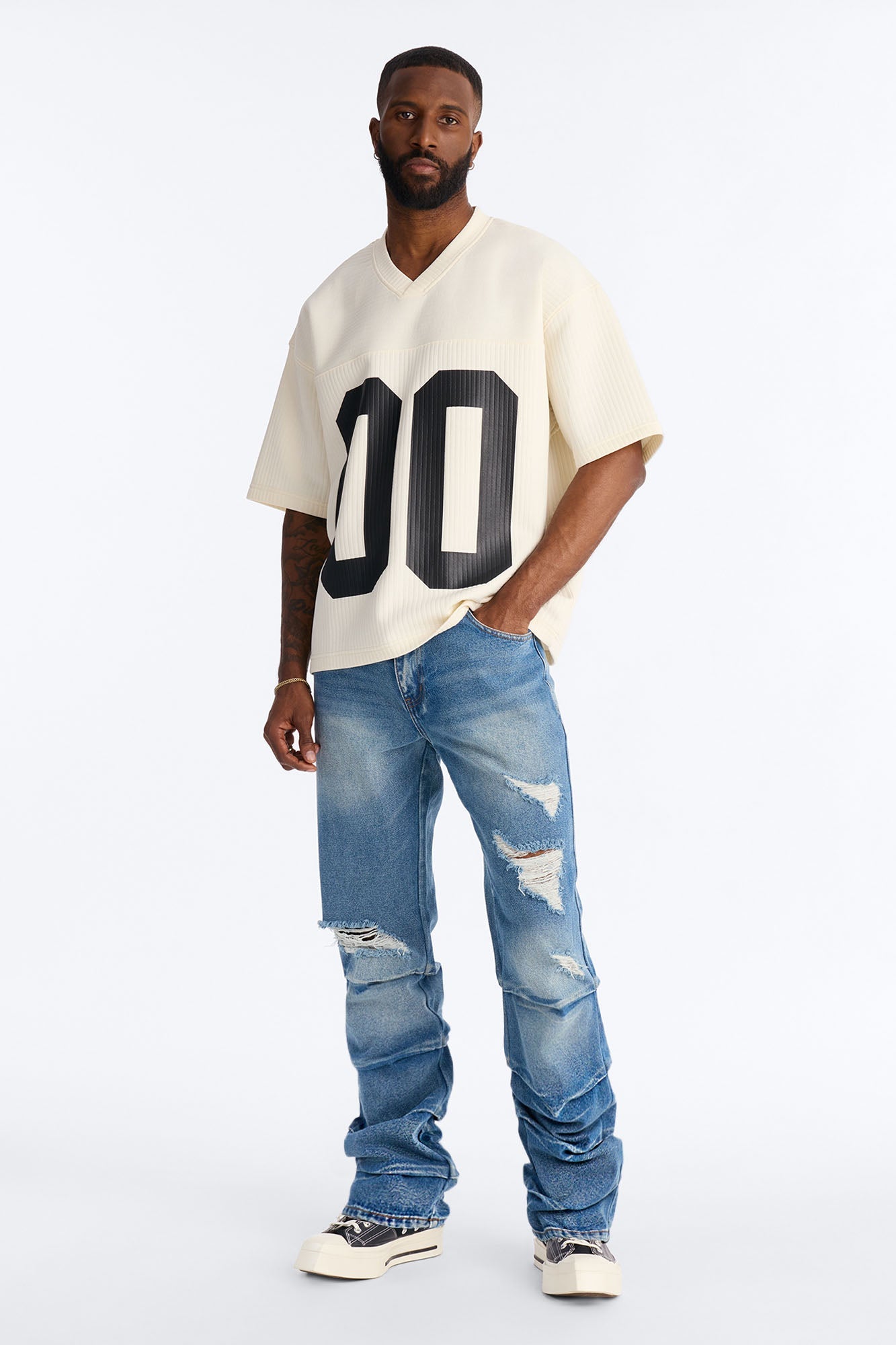 Straight Down The Street Ripped Jeans - Medium Blue Wash