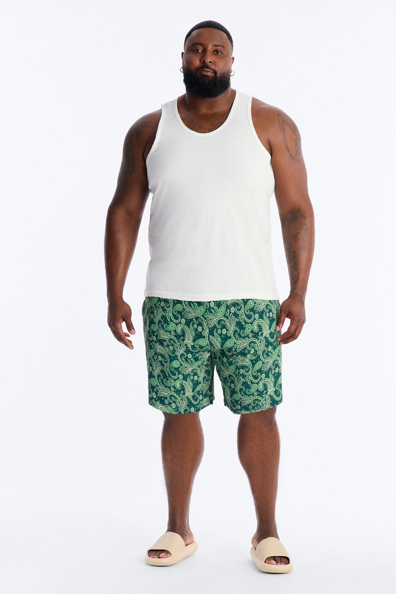 Paisley Elevated Printed Swim Trunk 7″ - Green