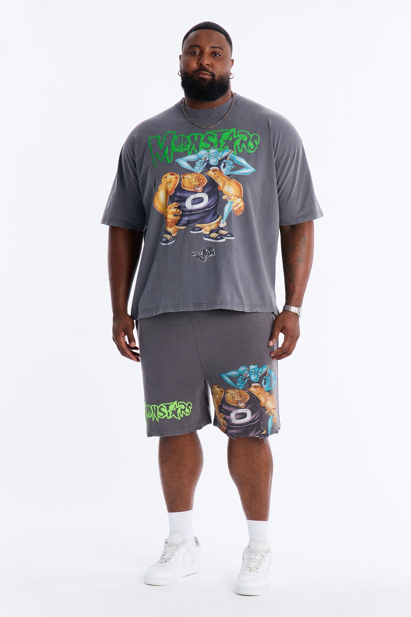 Space Jam Monstars Duo Puff Print Sweat Shorts - Charcoal