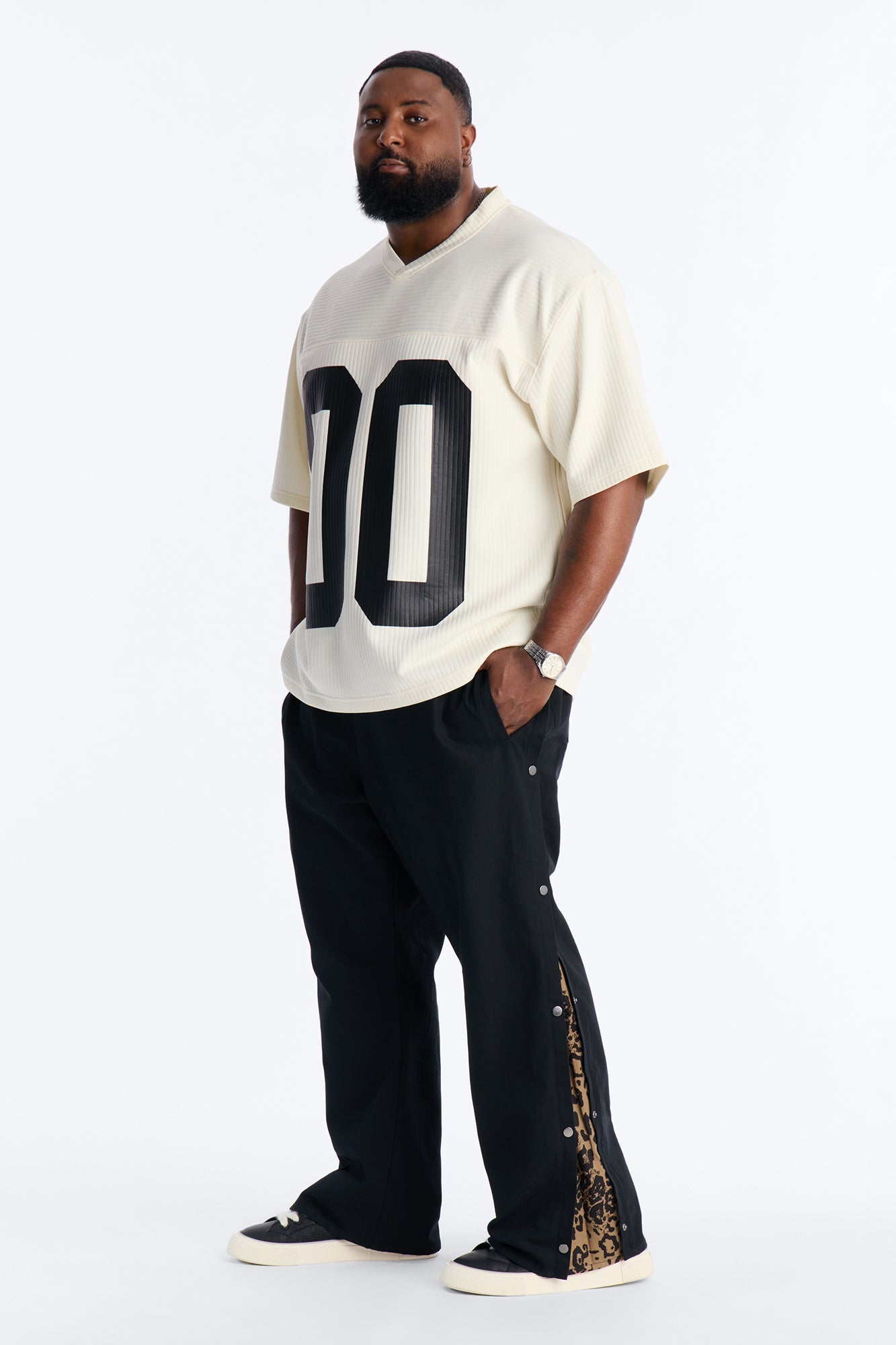 Straight Print Hint Studded Pant - Black