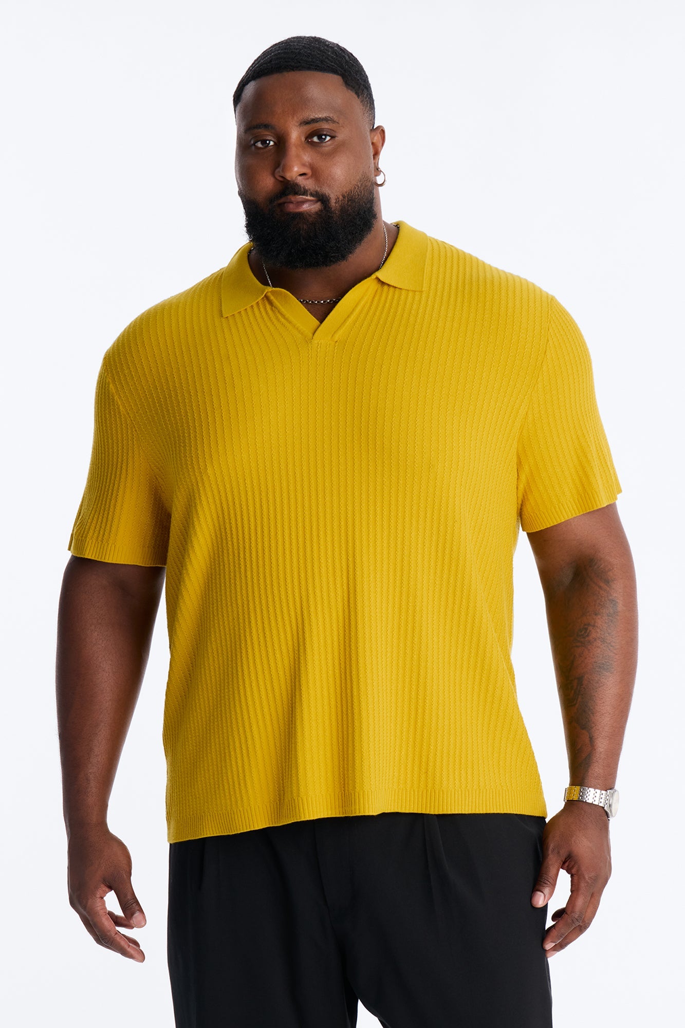 Coastal Knit Short Sleeve Shirt - Mustard