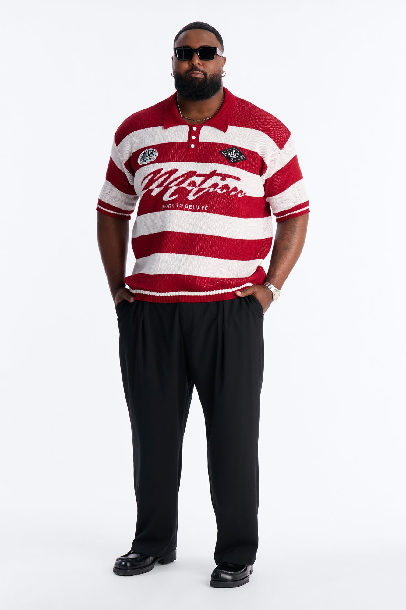 Motion Lines Short Sleeve Polo - Burgundy