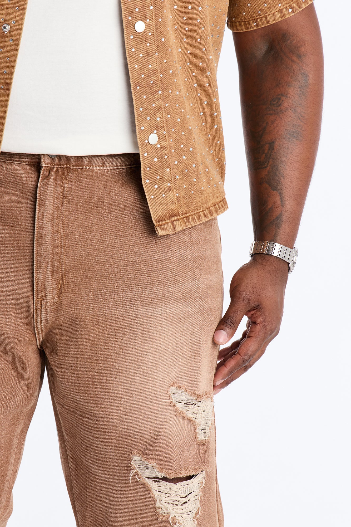 Straight Down The Street Ripped Jeans - Dark Brown