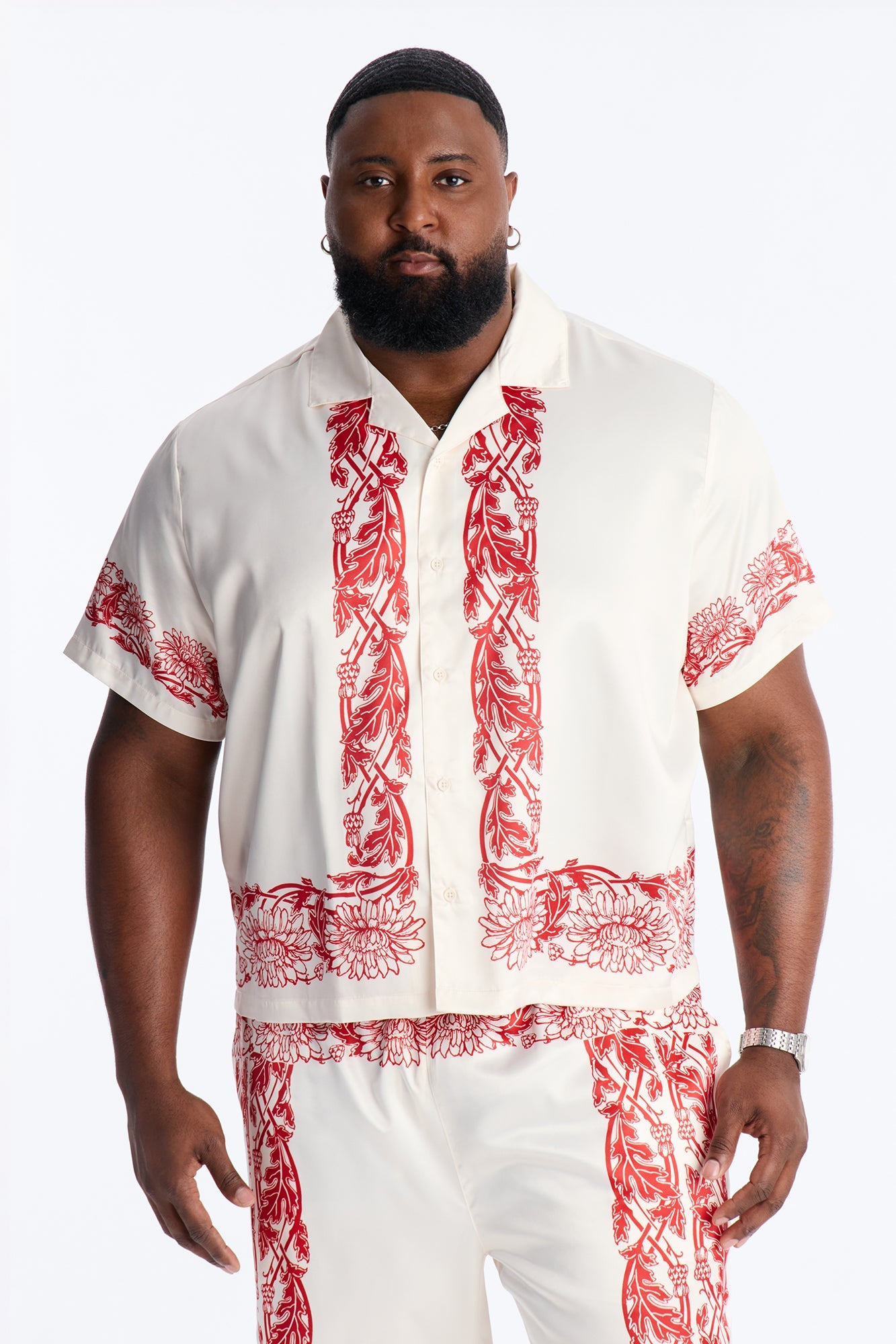 KOS Cuban Collar Button Up Shirt - White