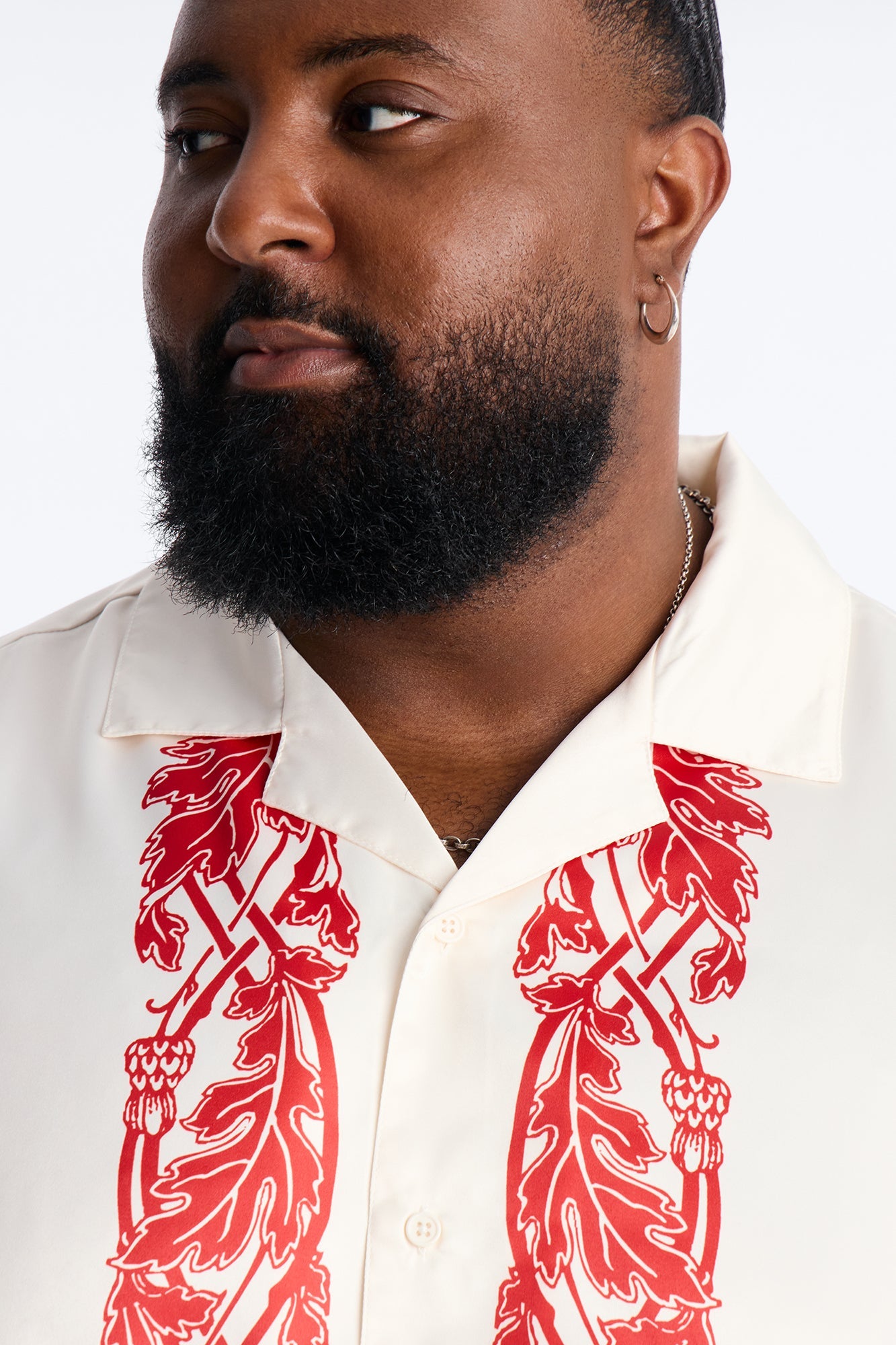 KOS Cuban Collar Button Up Shirt - White