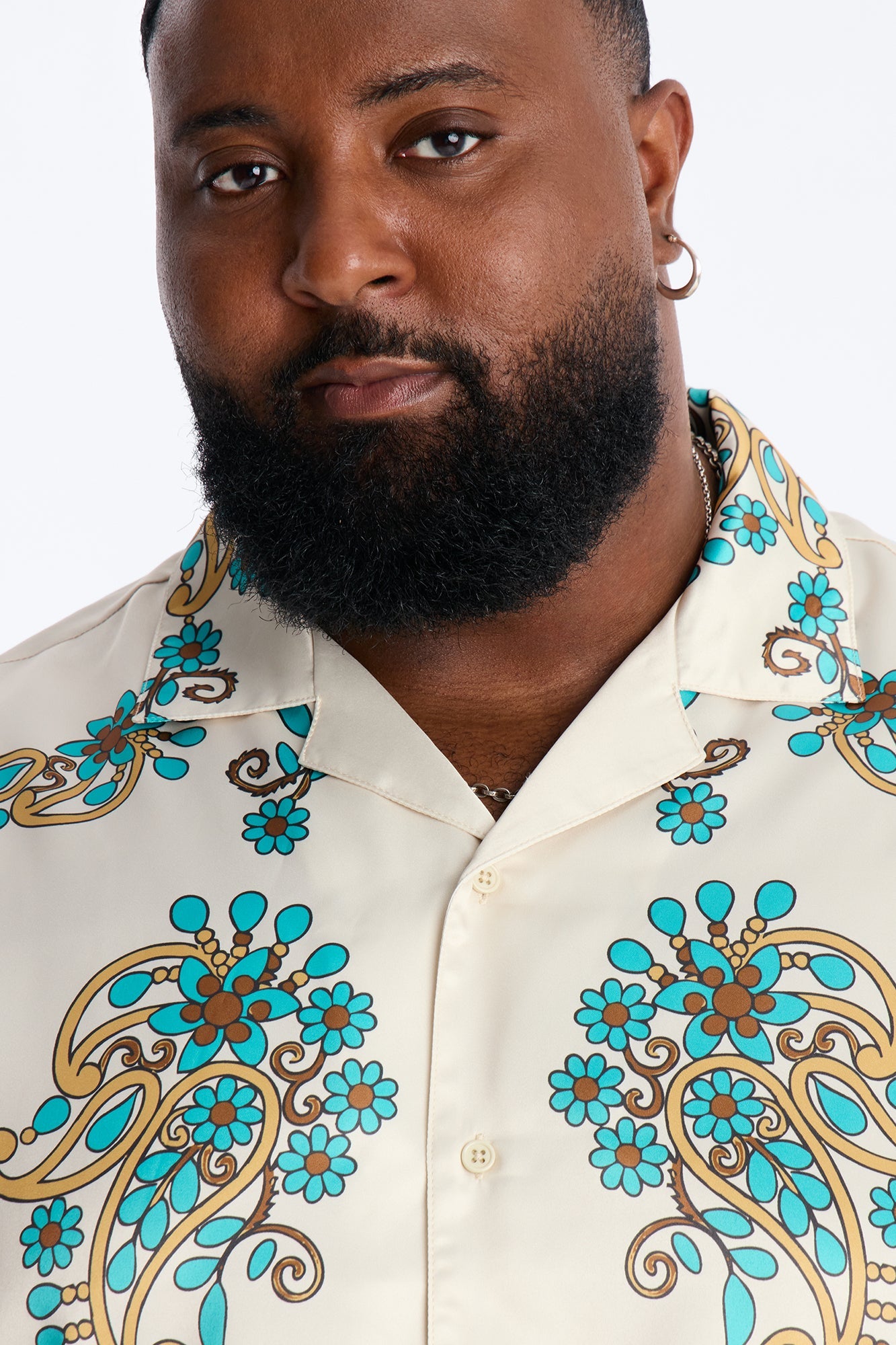 Santorini Cuban Collar Button Up Shirt - Natural