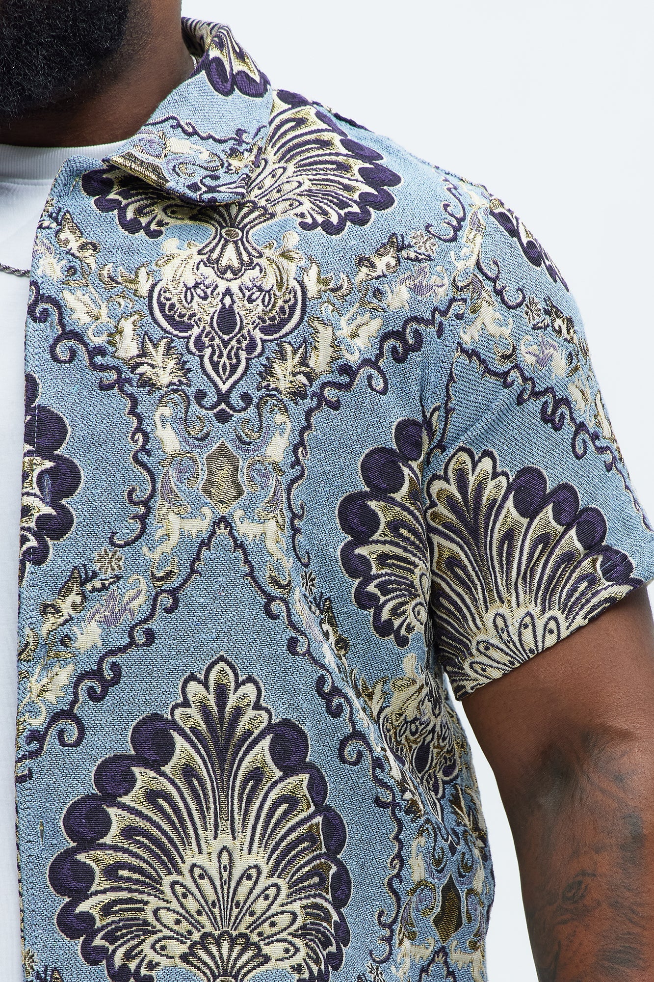 Highland Tapestry Short Sleeve Button Up Shirt - Blue/combo