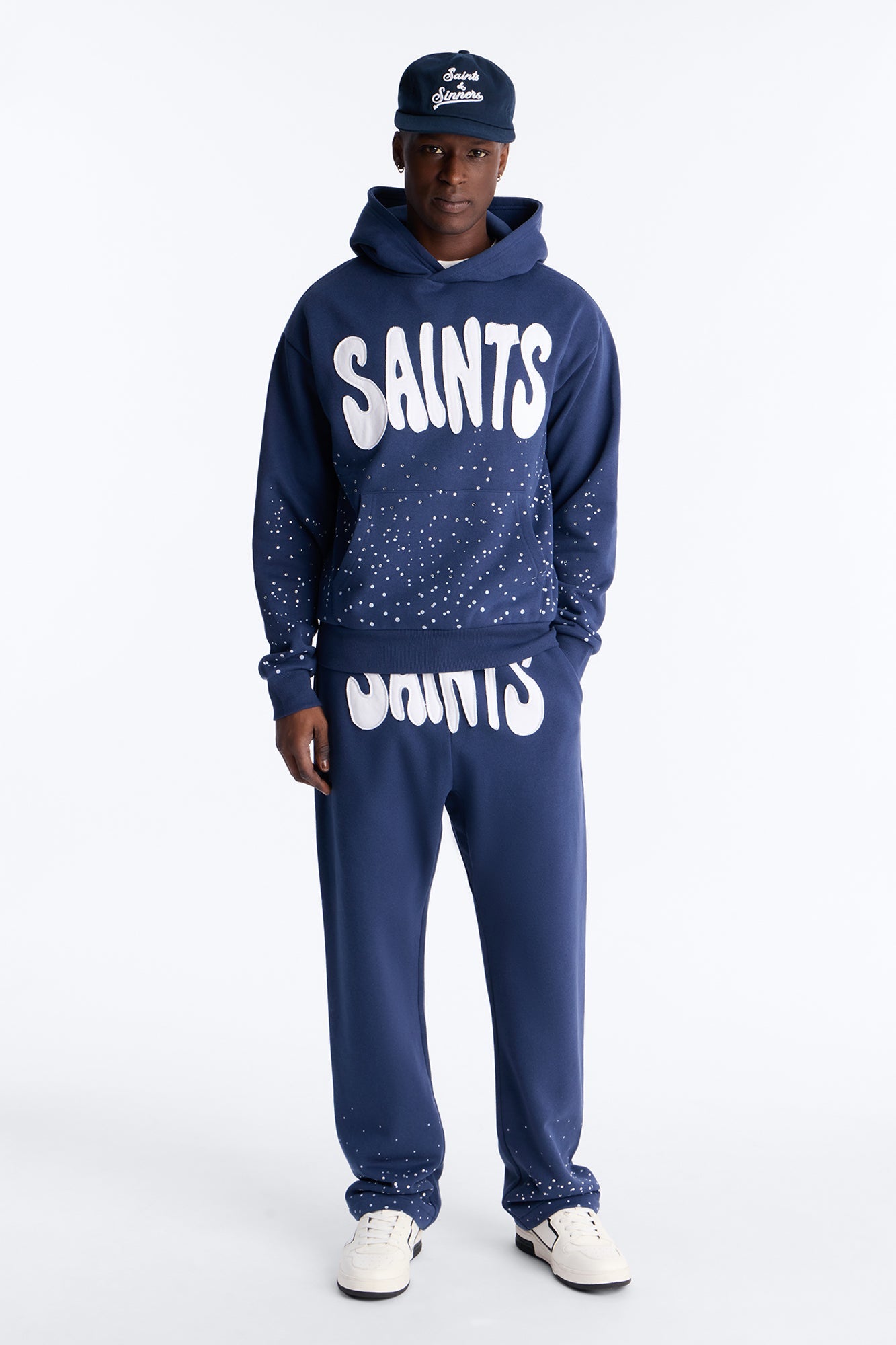 Saints Rhinestones Sweatpants - Navy