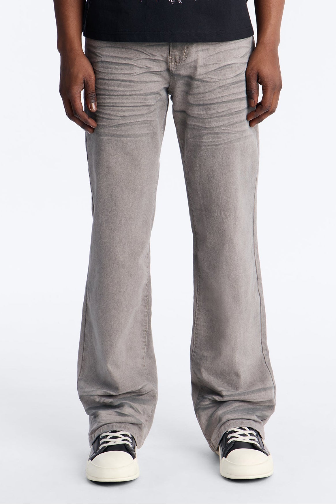 Worn In Stacked Slim Flare - Grey