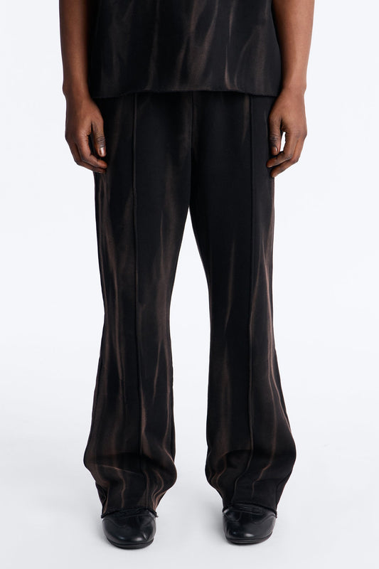 Slim Flare Bleach Washed Sweatpants - Black