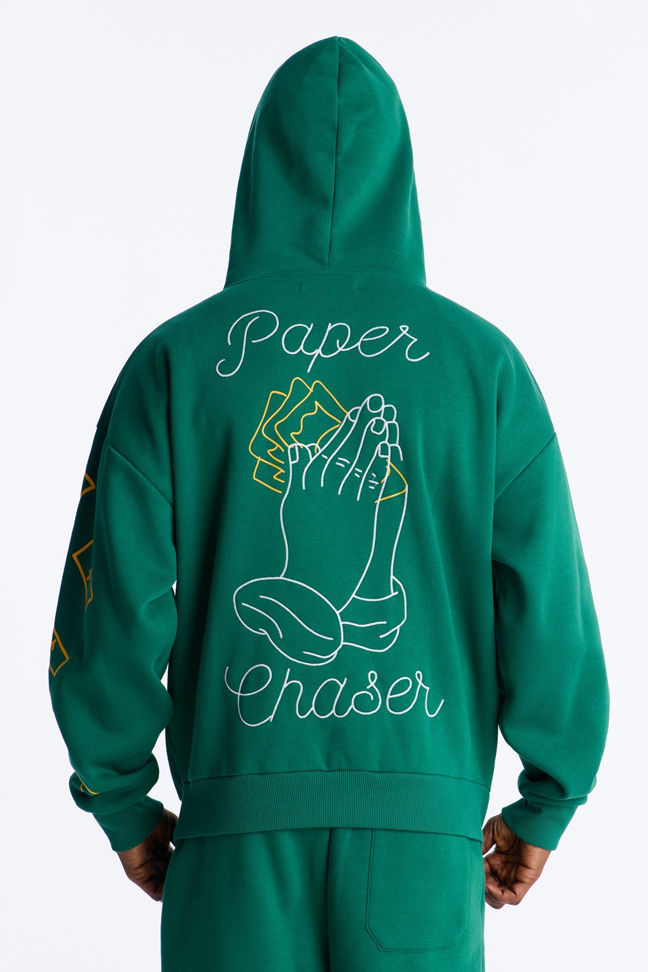Paper Chaser Chain Stitch Oversized Hoodie - Green