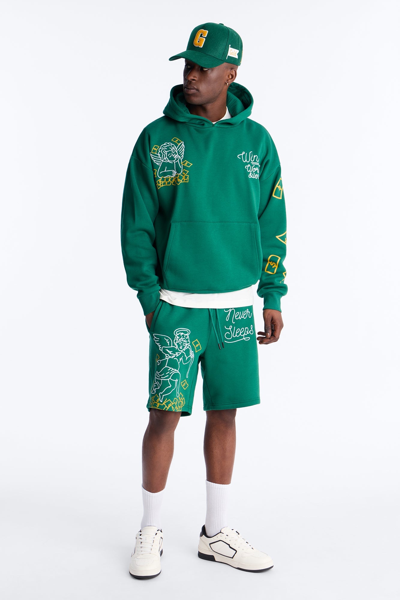 Paper Chasers Chain Stitch Sweatshorts - Green