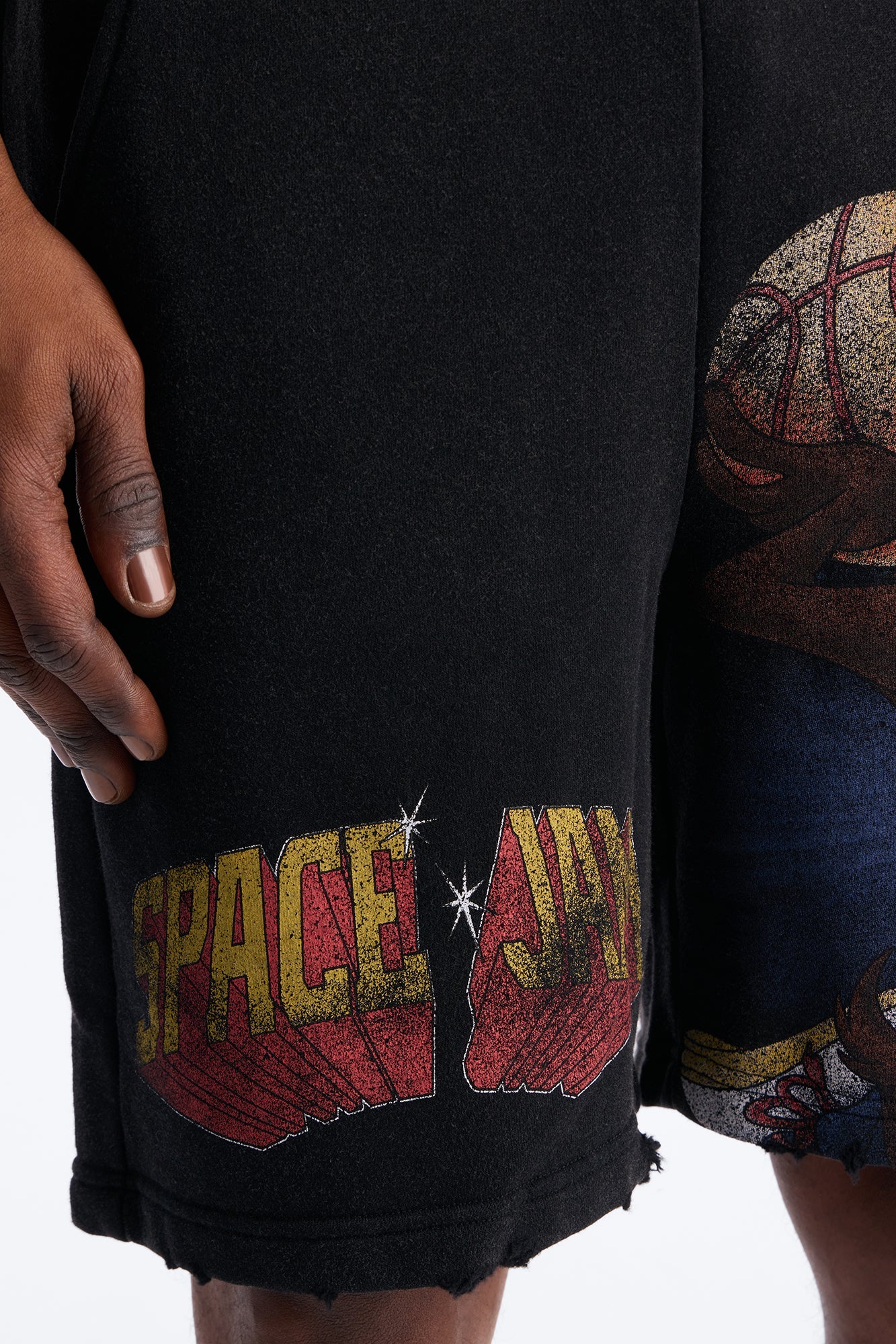 Space Jam Tune Squad Distressed Sweat Shorts - Black