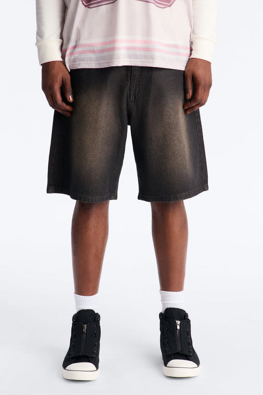 Relaxed Waxed Stealth Denim Short - Black Wash