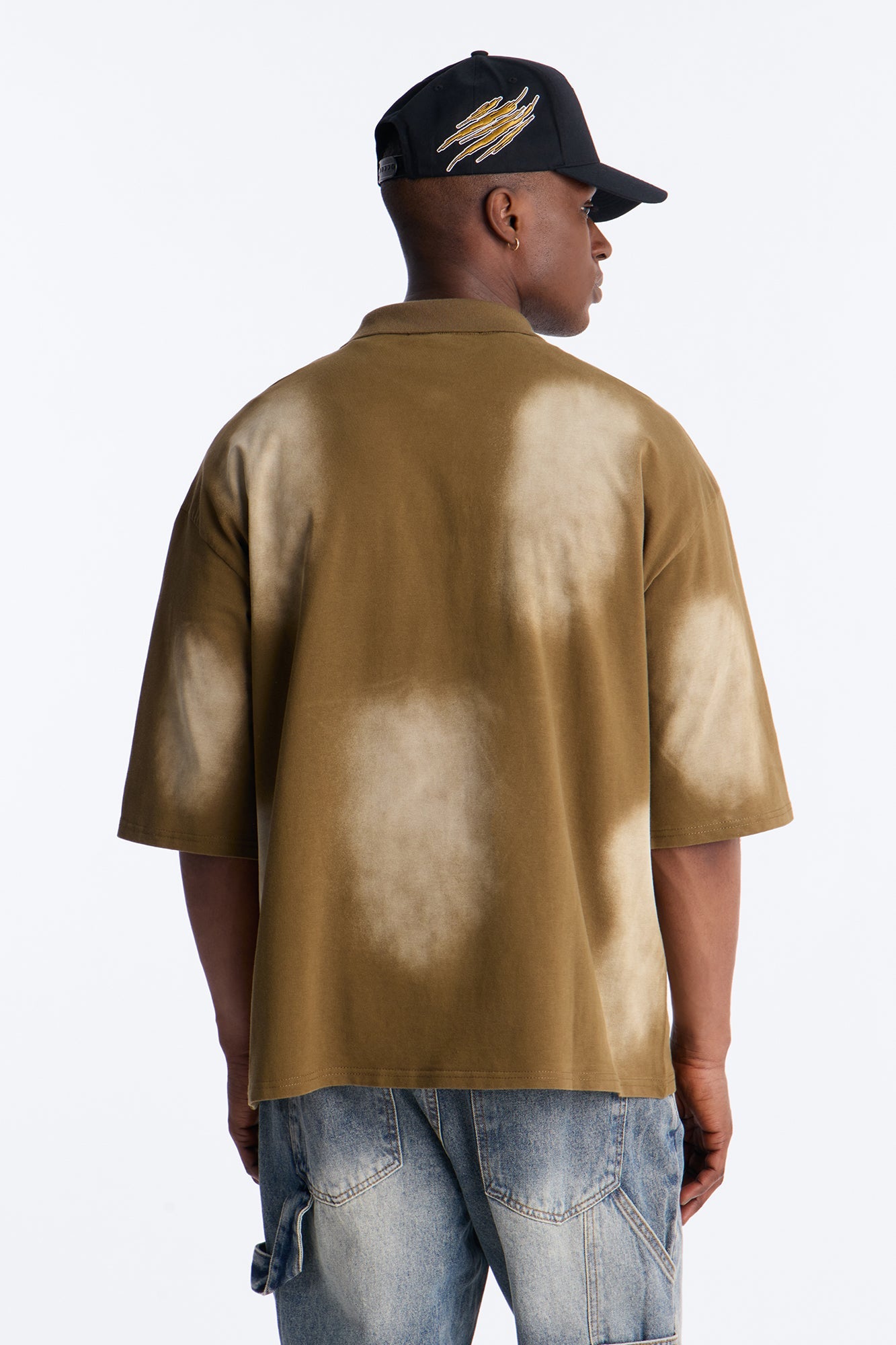 Stars And Saints illusion Short Sleeve Knit Polo - Brown