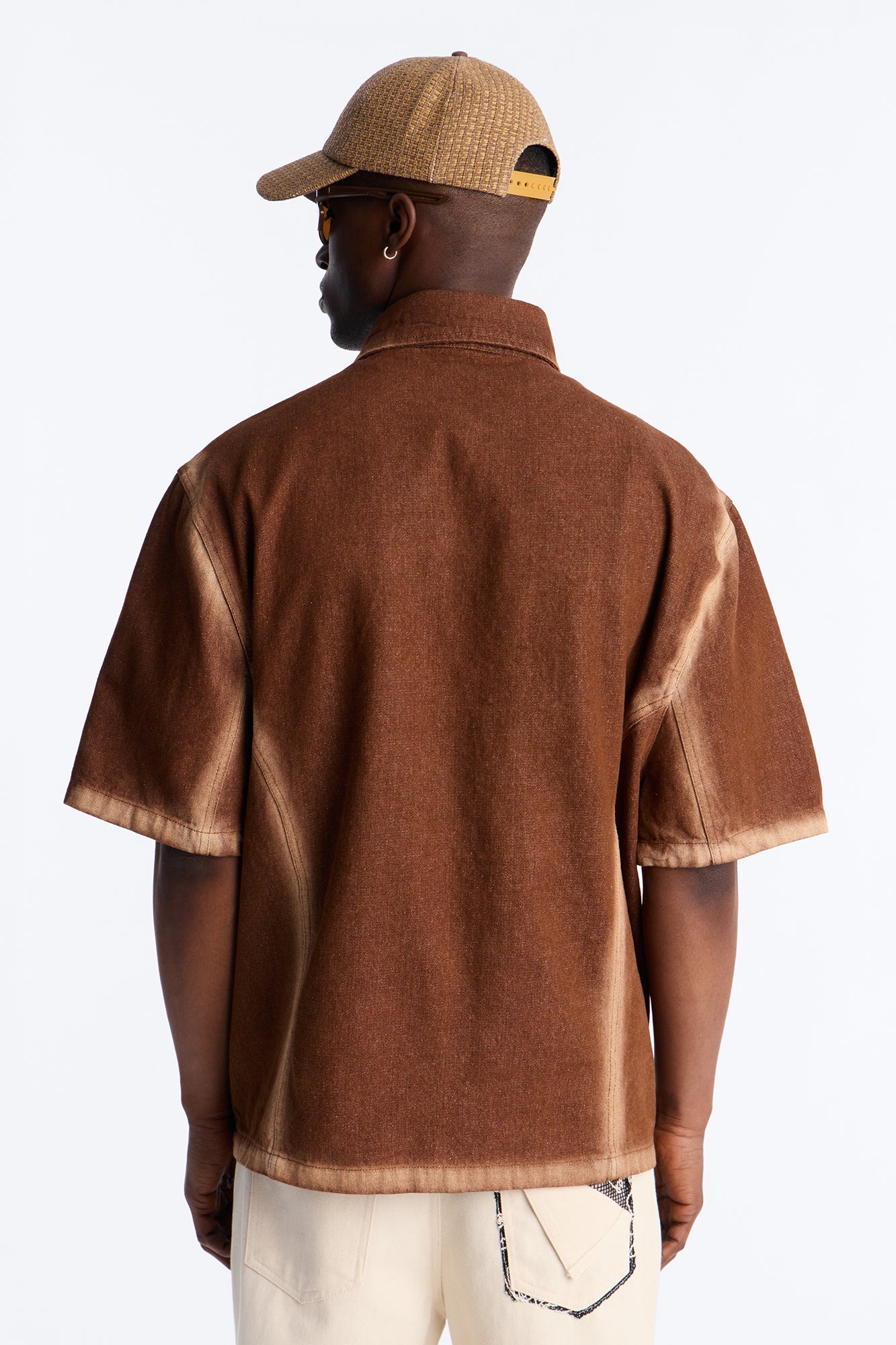 Iron Dust Denim Zip Up Shirt - Brown